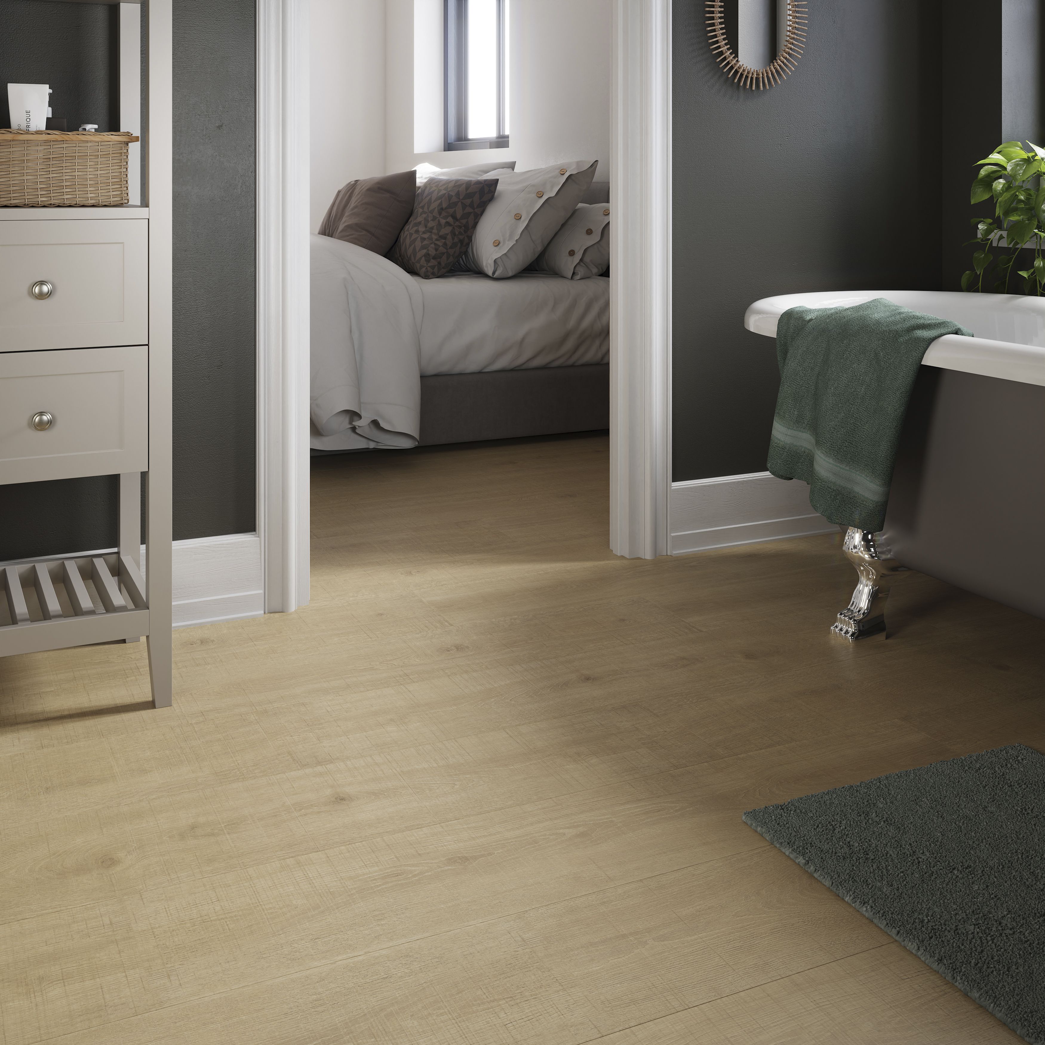 GoodHome Maldon XL Wide Natural Oak effect Embossed Laminate flooring Sample