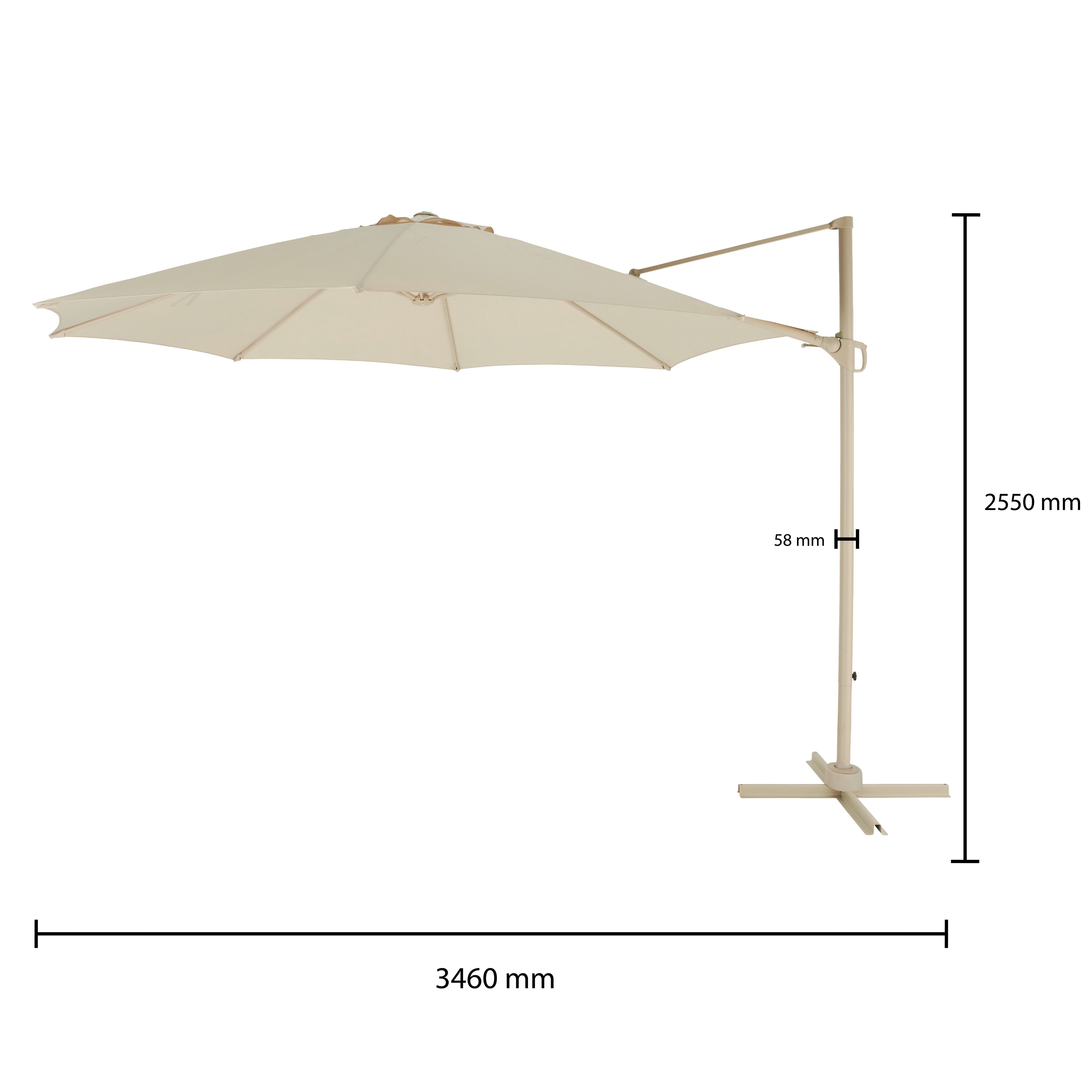 GoodHome Mallorca 3.46m Sand Overhanging parasol
