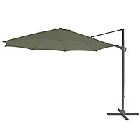 GoodHome Mallorca (H) 2.55m Khaki green Overhanging parasol