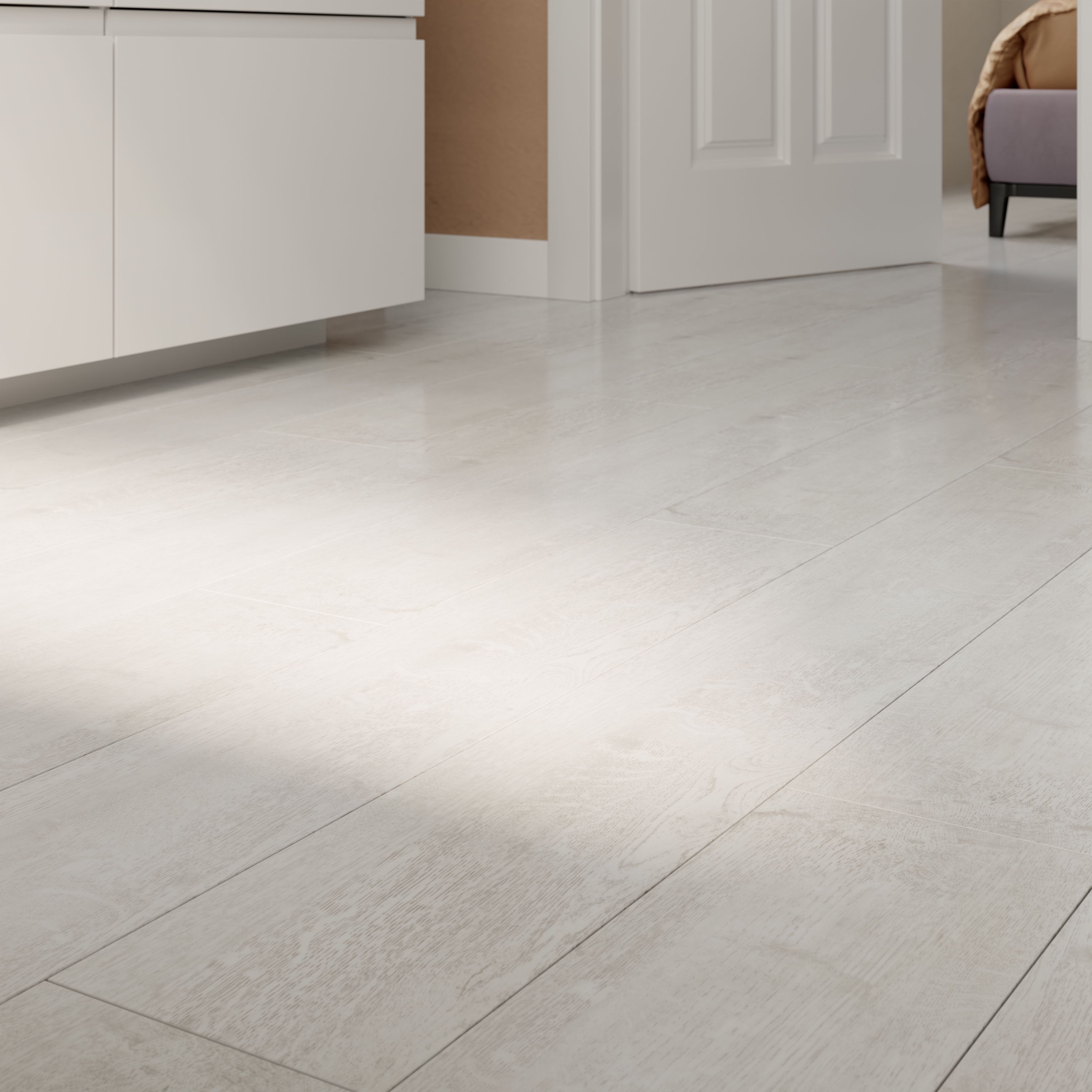 GoodHome Mambo Gladstone White Natural Wood effect Synchronic Click vinyl Plank Sample