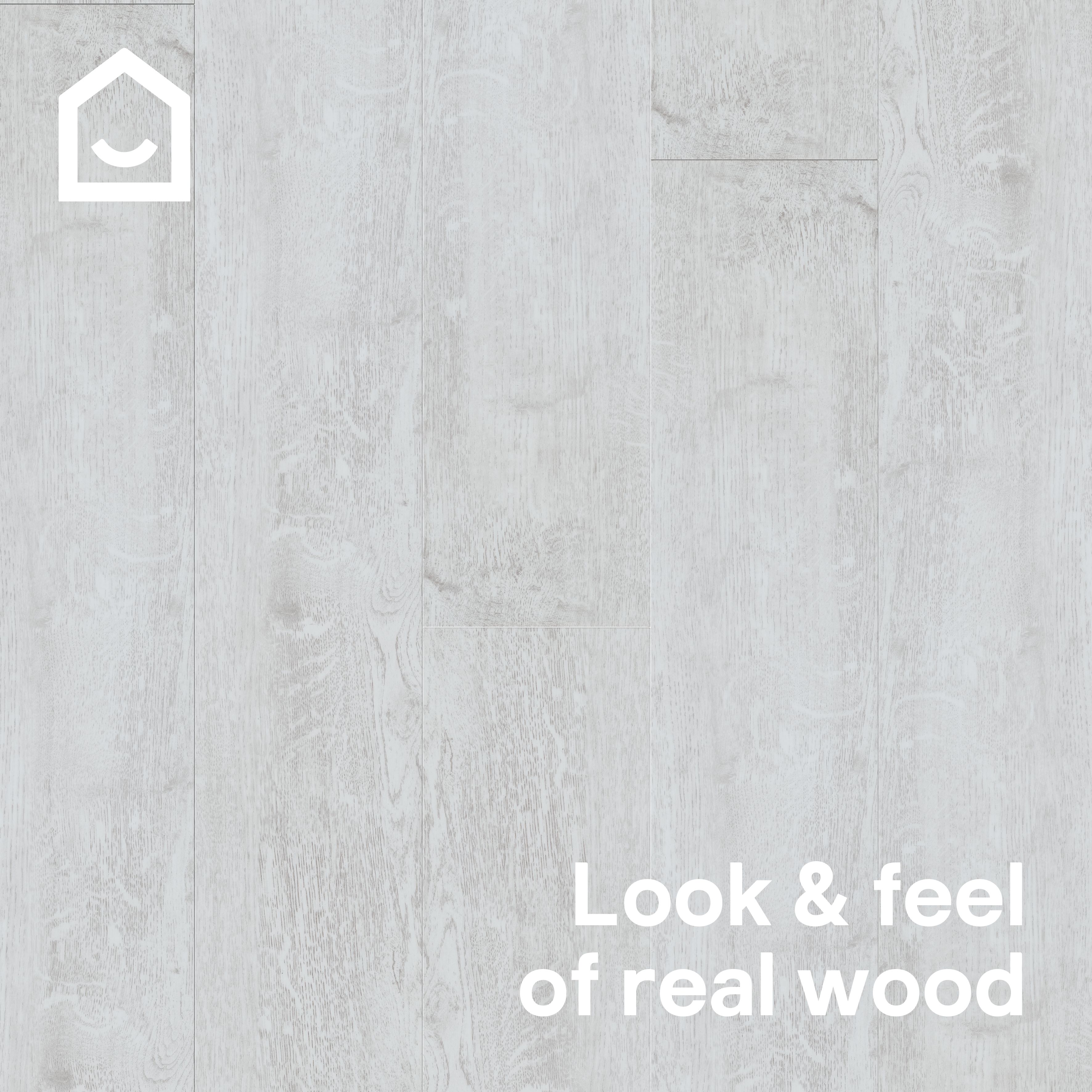 GoodHome Mambo Gladstone White Natural Wood effect Synchronised Click vinyl Planks, 2.17m²