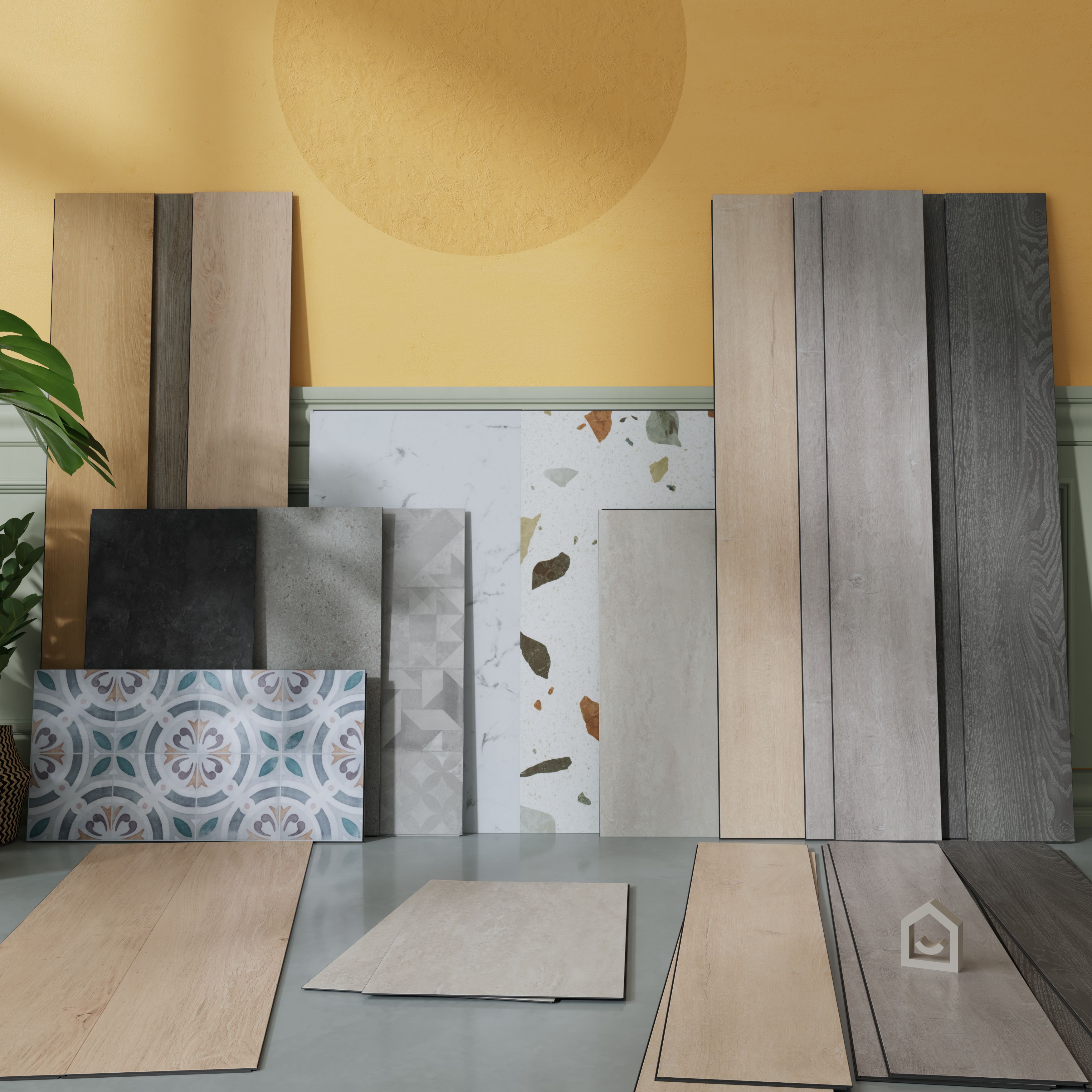 GoodHome Mambo Grey Granite Concrete effect Textured Click vinyl Tile, 2.23m²