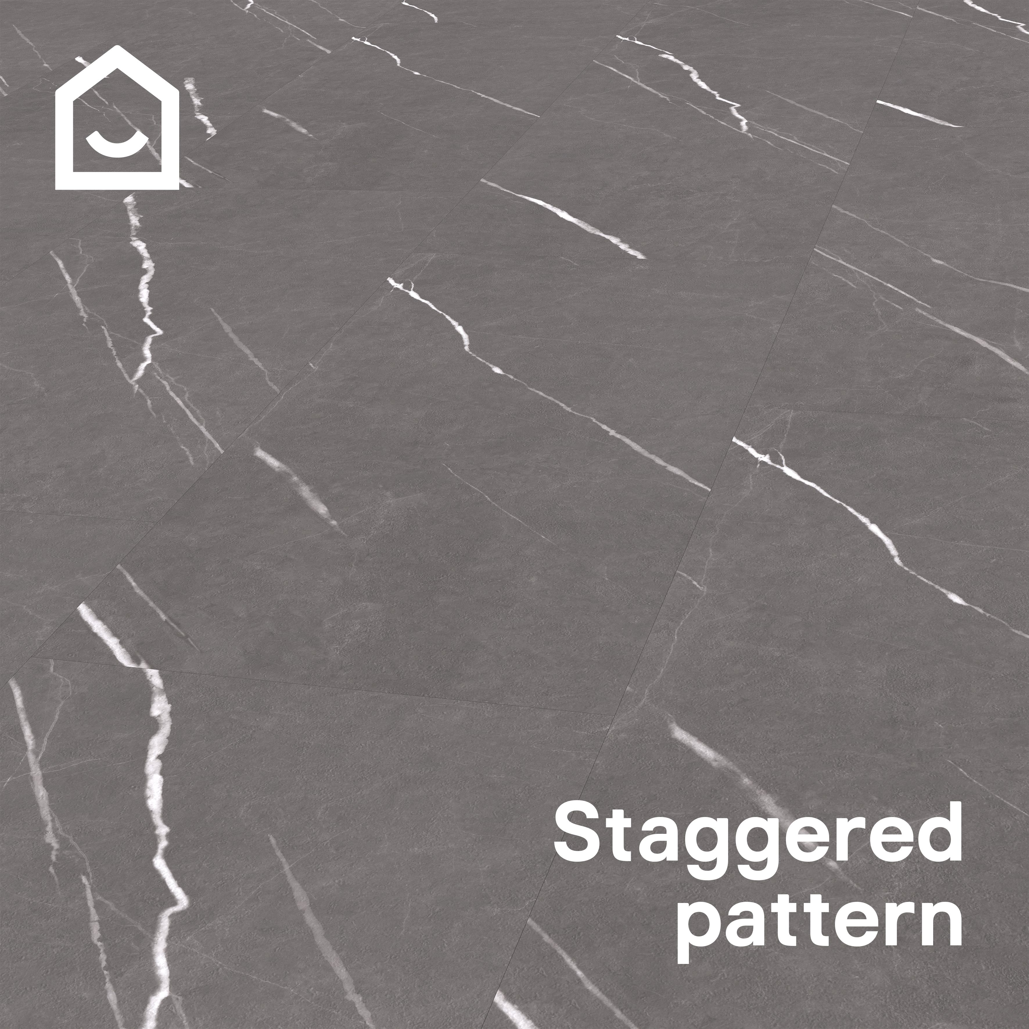 GoodHome Mambo Grey Natural Marble effect Textured Click vinyl Tile, 1.92m²