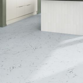 GoodHome Mambo White Natural Marble effect Textured Click vinyl Tile, 1.92m²