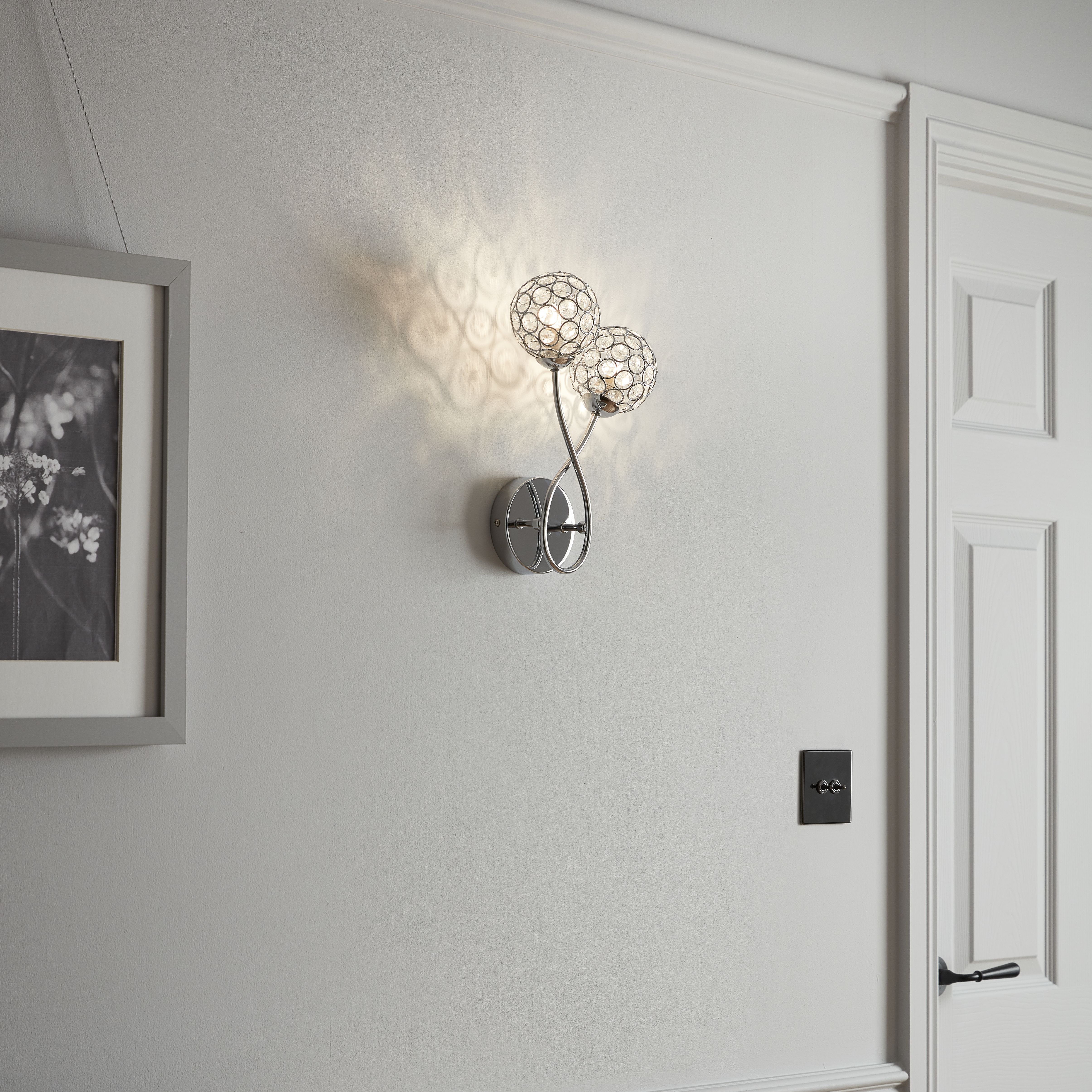 GoodHome Mantus Chrome effect Double Wall light