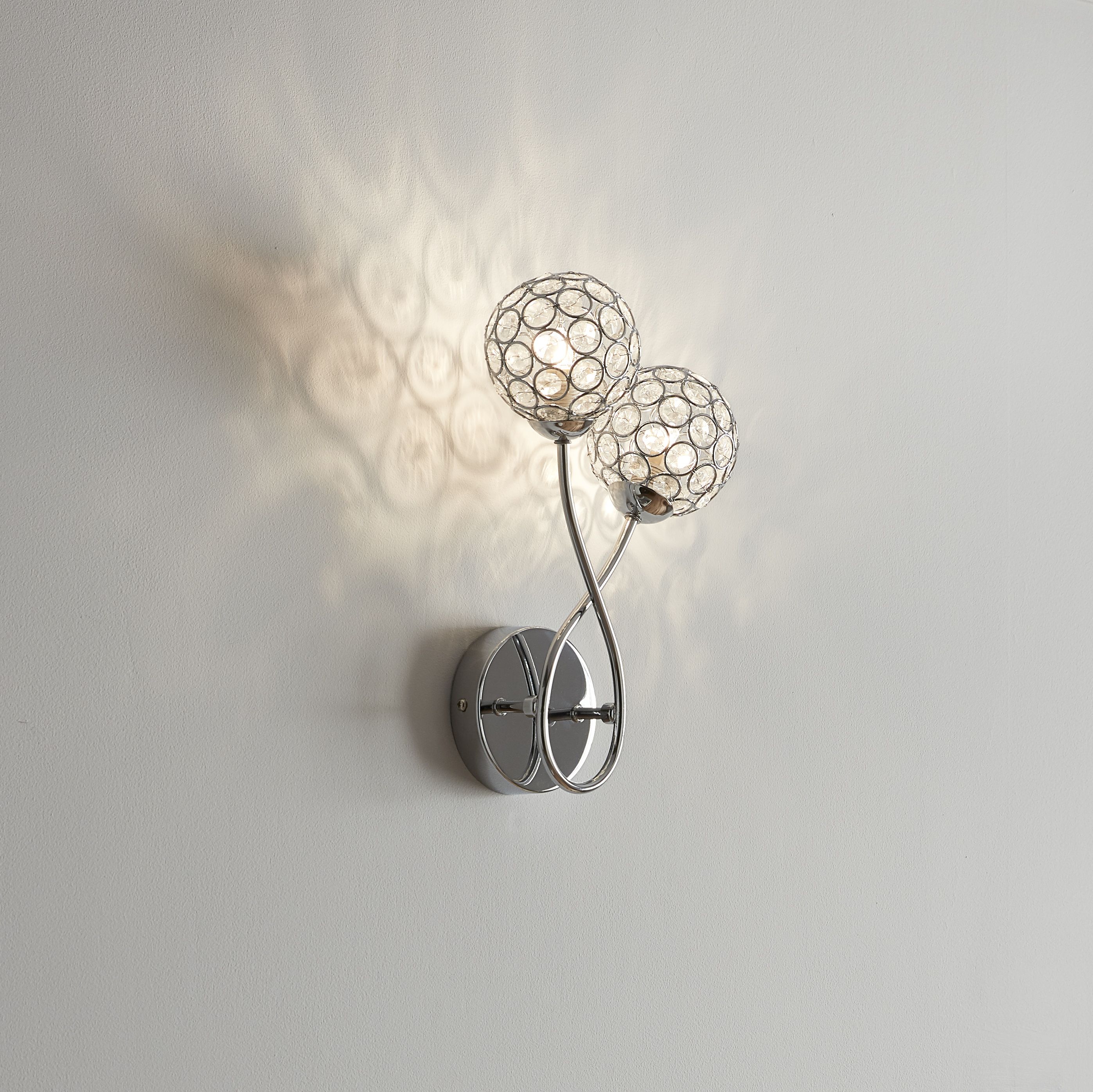 GoodHome Mantus Chrome effect Double Wall light
