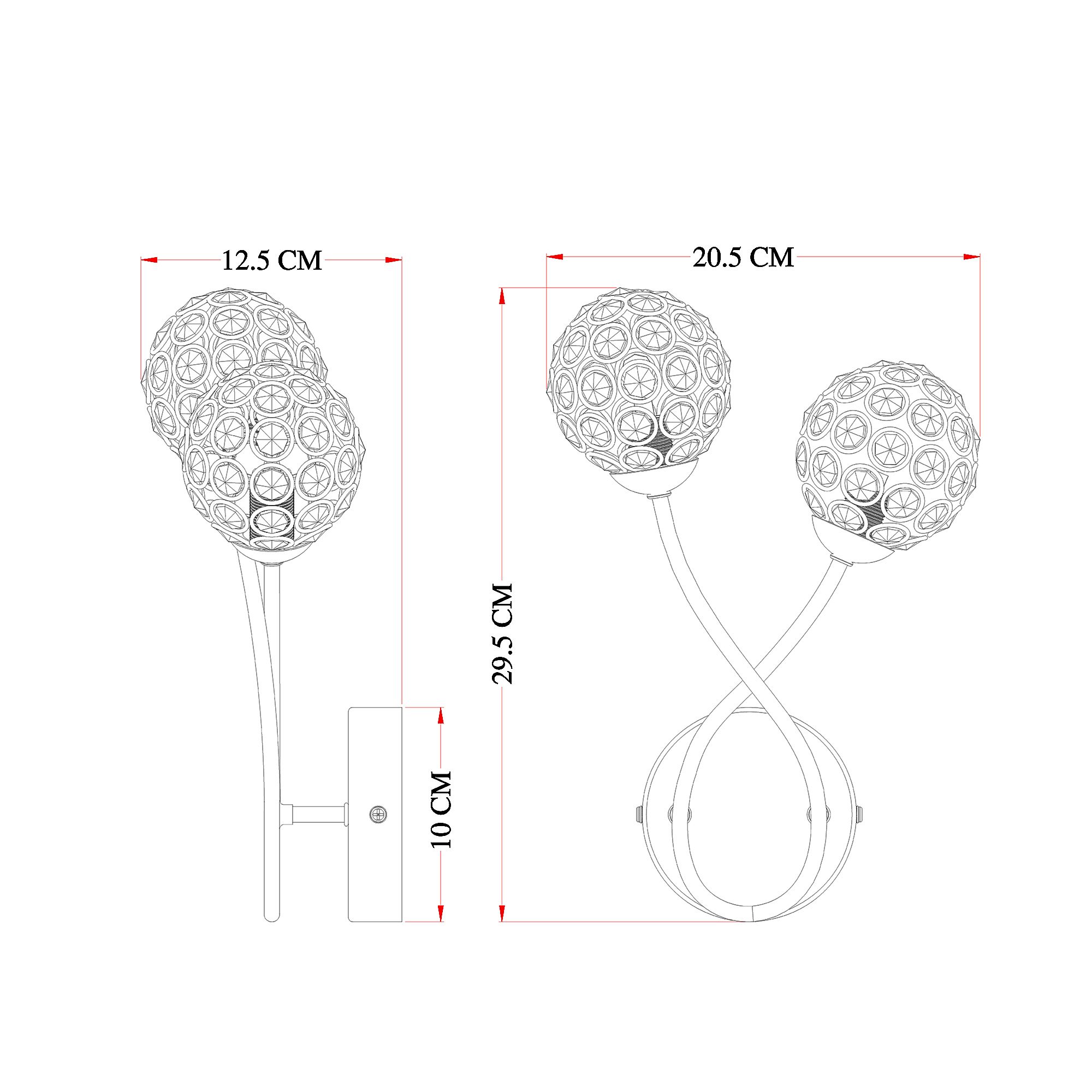 GoodHome Mantus Chrome effect Double Wall light
