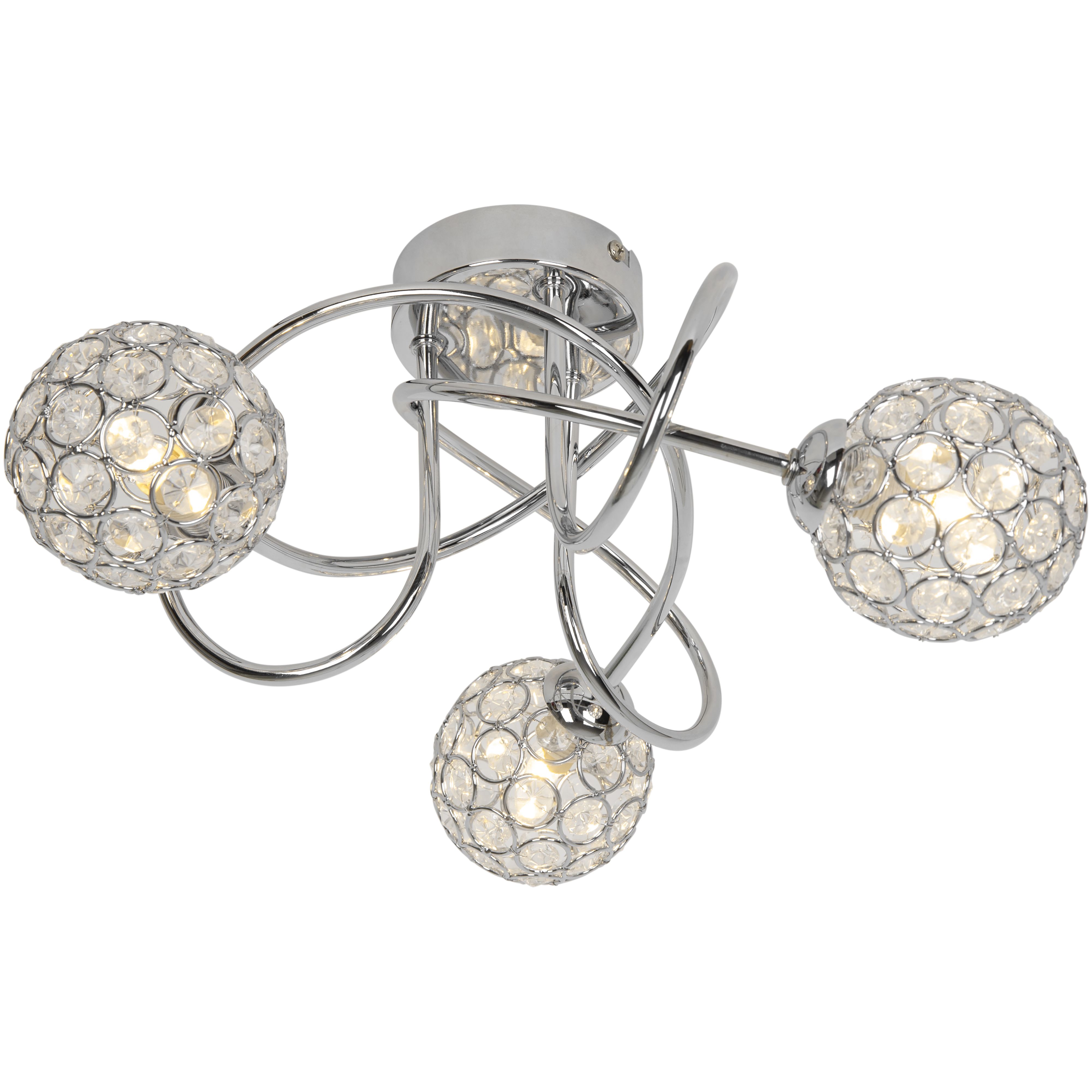 GoodHome Mantus Spiral Glass & metal Chrome effect 3 Lamp LED Ceiling light