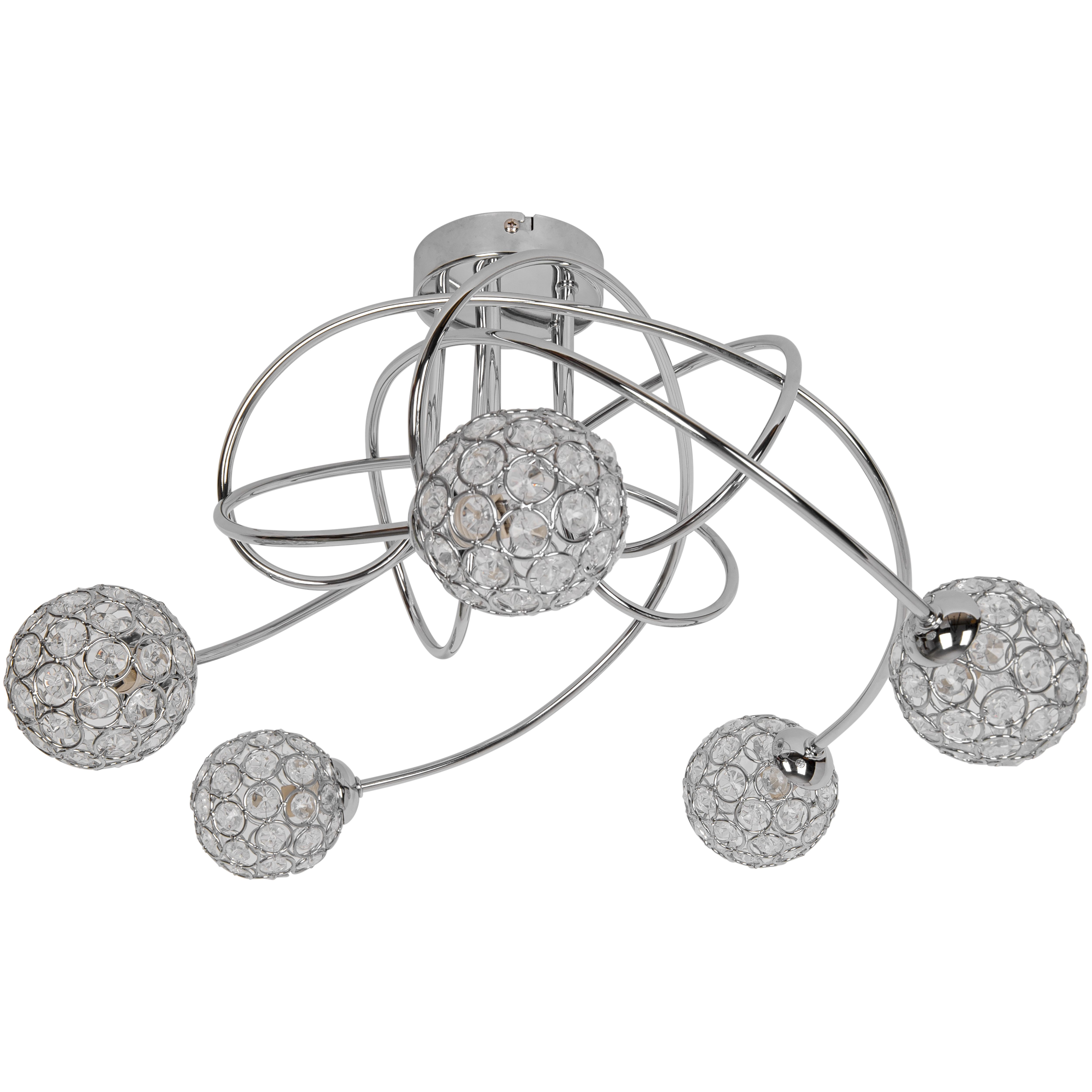 GoodHome Mantus Spiral Glass & metal Chrome effect 5 Lamp LED Ceiling light