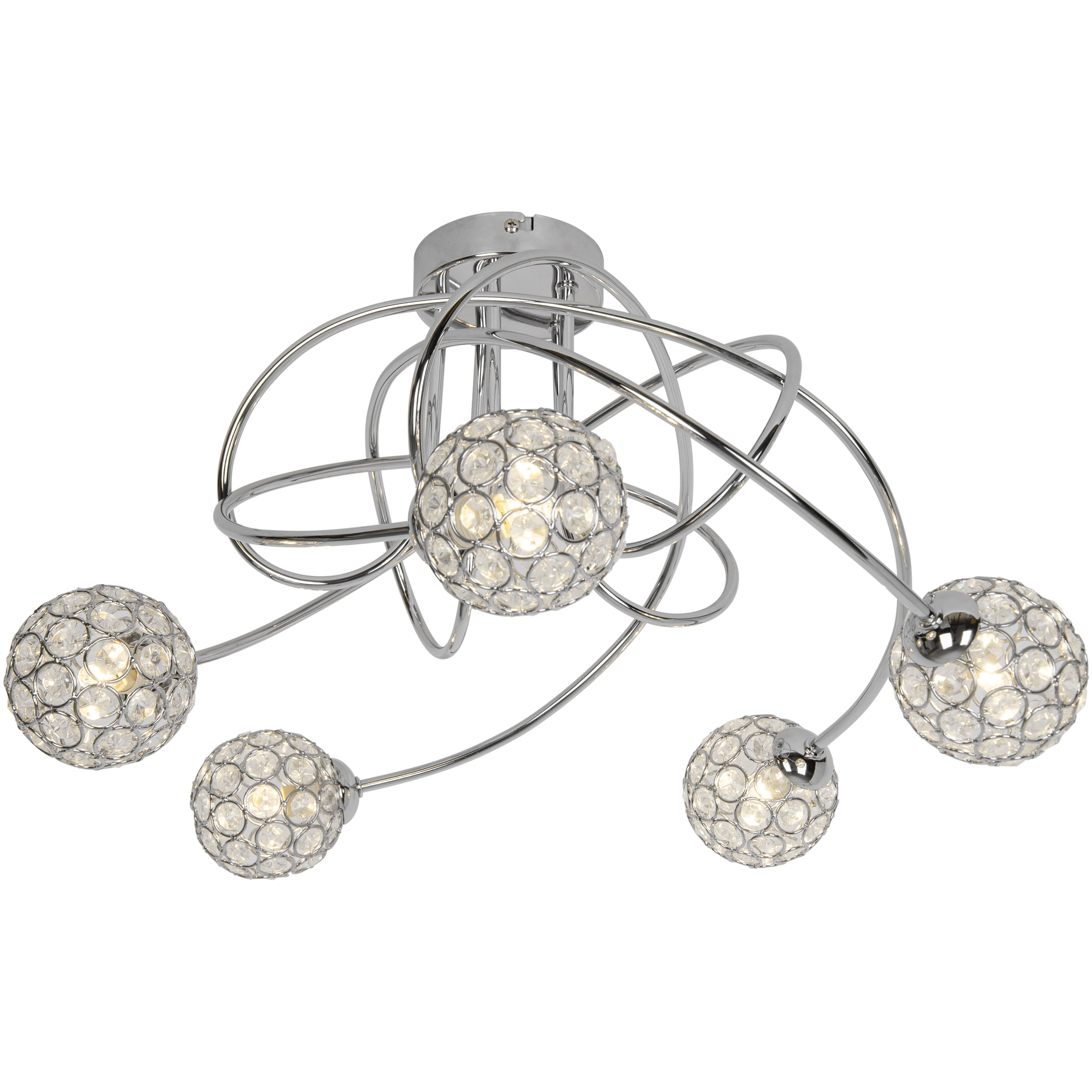 GoodHome Mantus Spiral Glass & metal Chrome effect 5 Lamp LED Ceiling light