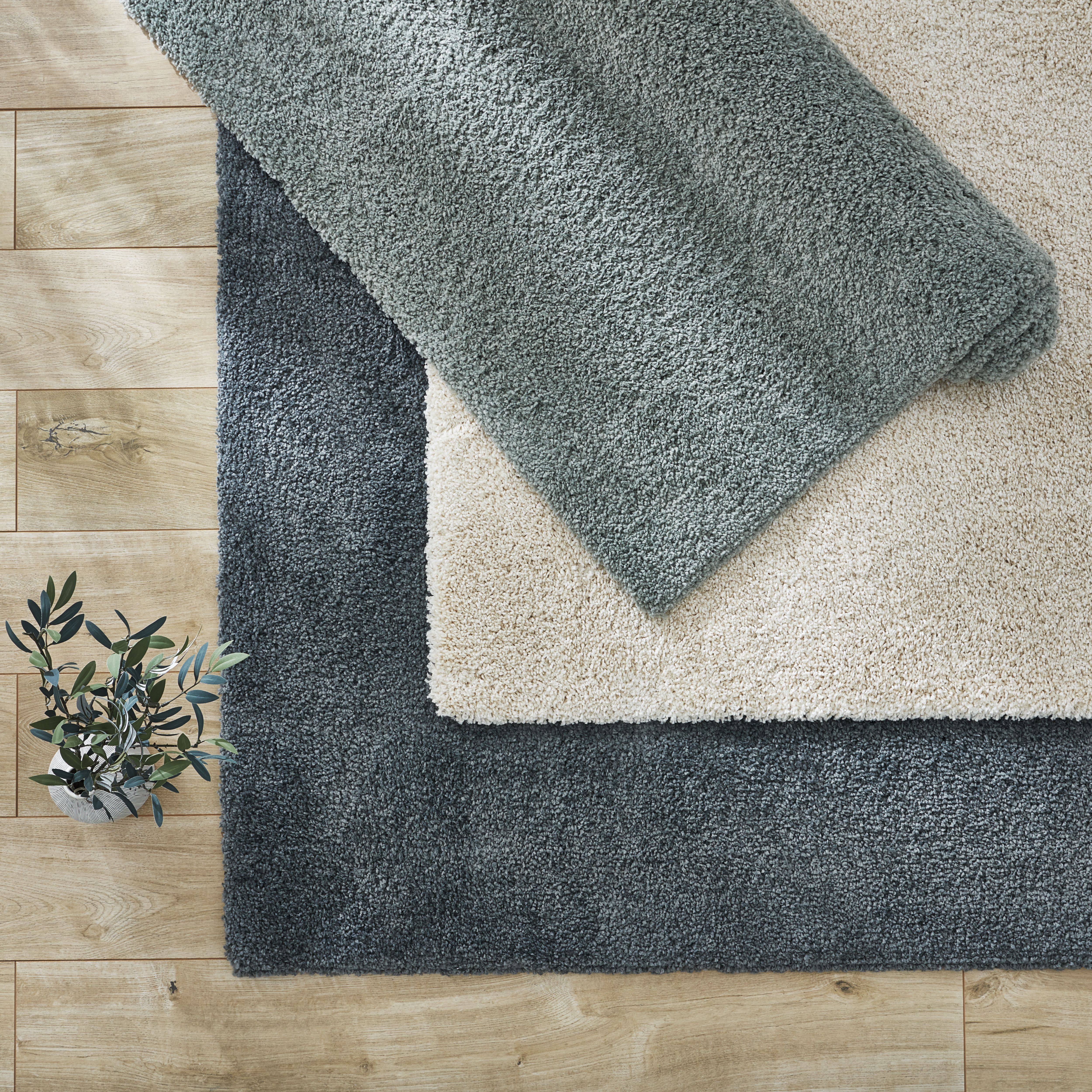 GoodHome Manzo Off white Rug 170cmx120cm