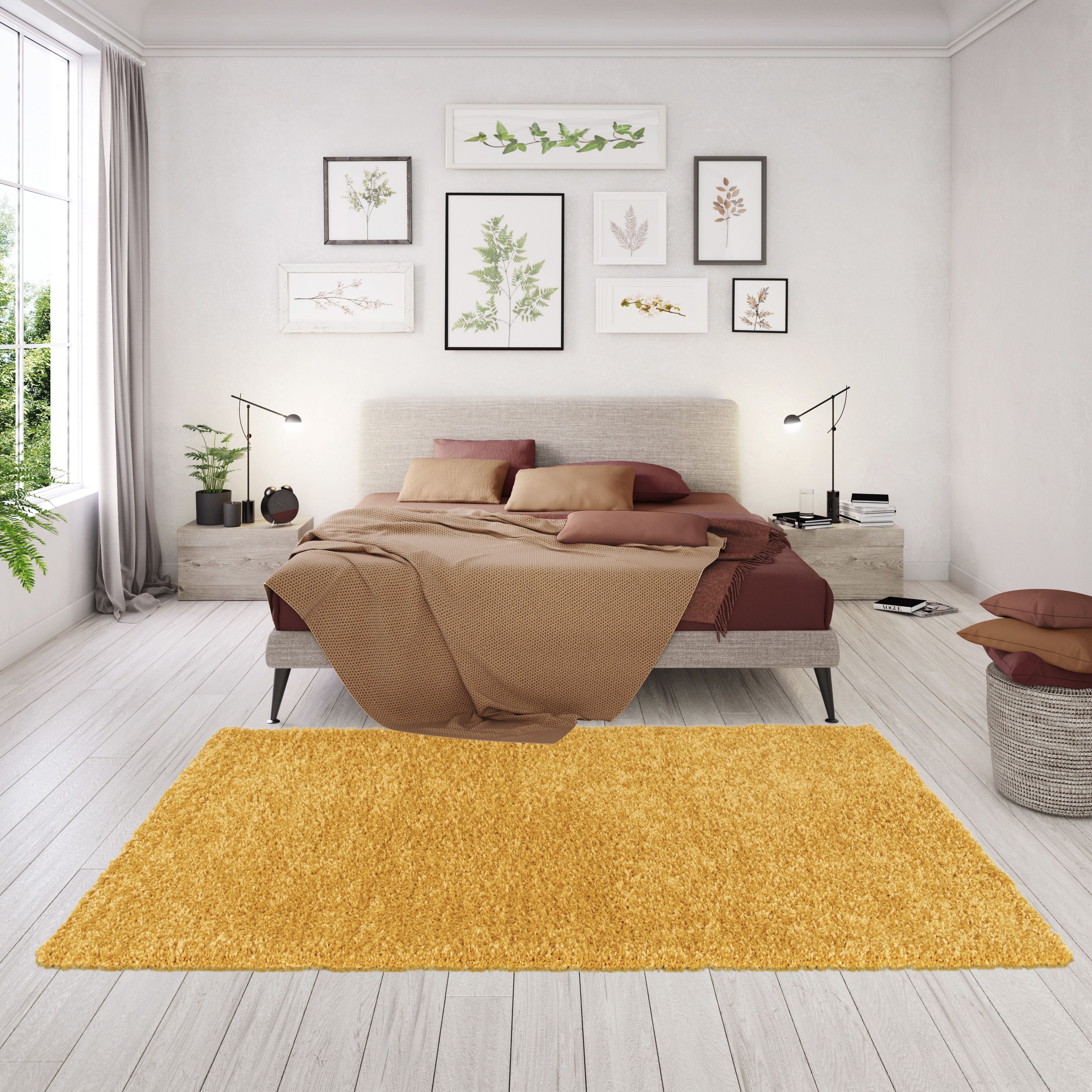 GoodHome Manzo Yellow Rug 170cmx120cm