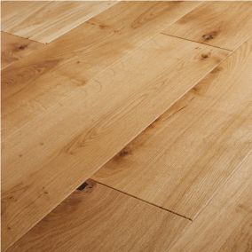 GoodHome Marcy Natural Oak Real wood top layer flooring, 1.37m² Pack