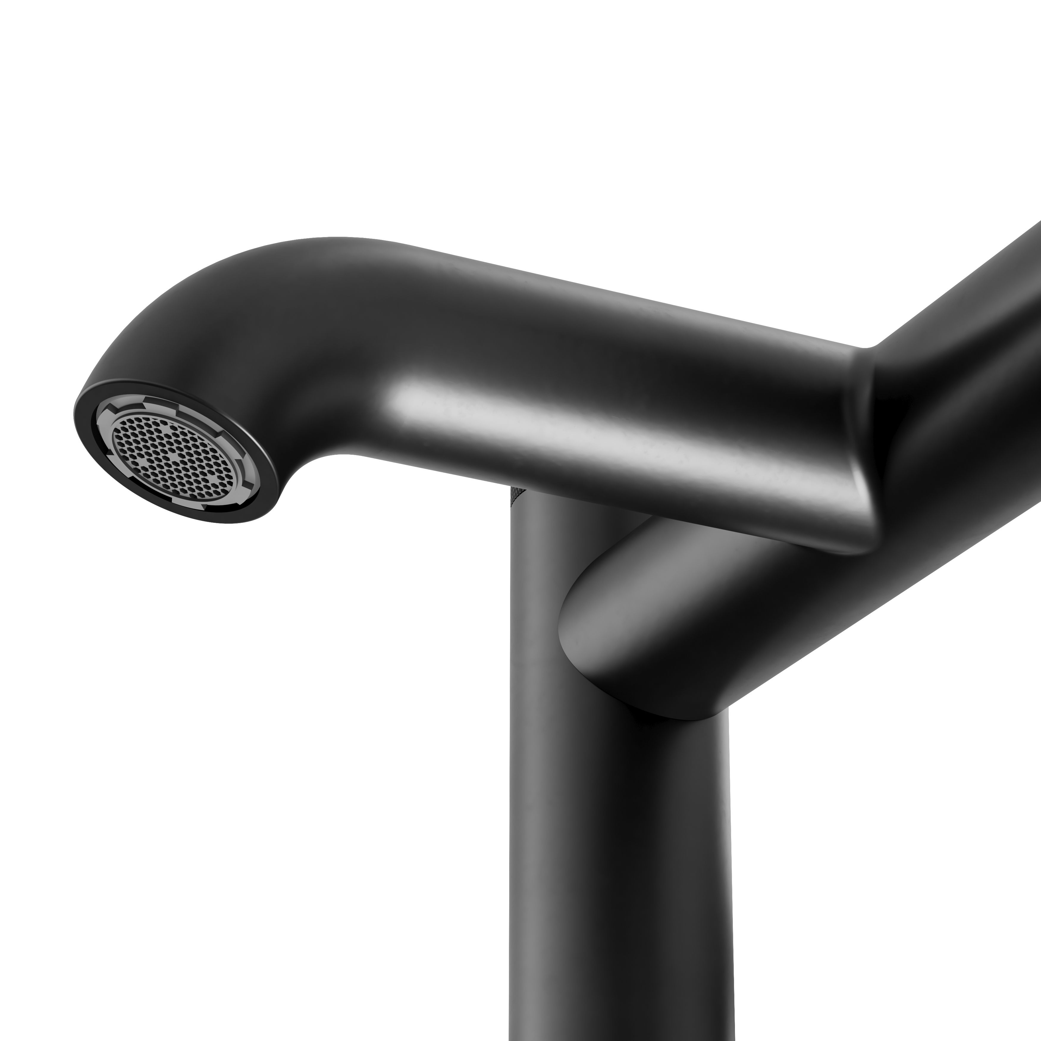 GoodHome Matt Black Deck-mounted Manual Double Bath Filler Tap