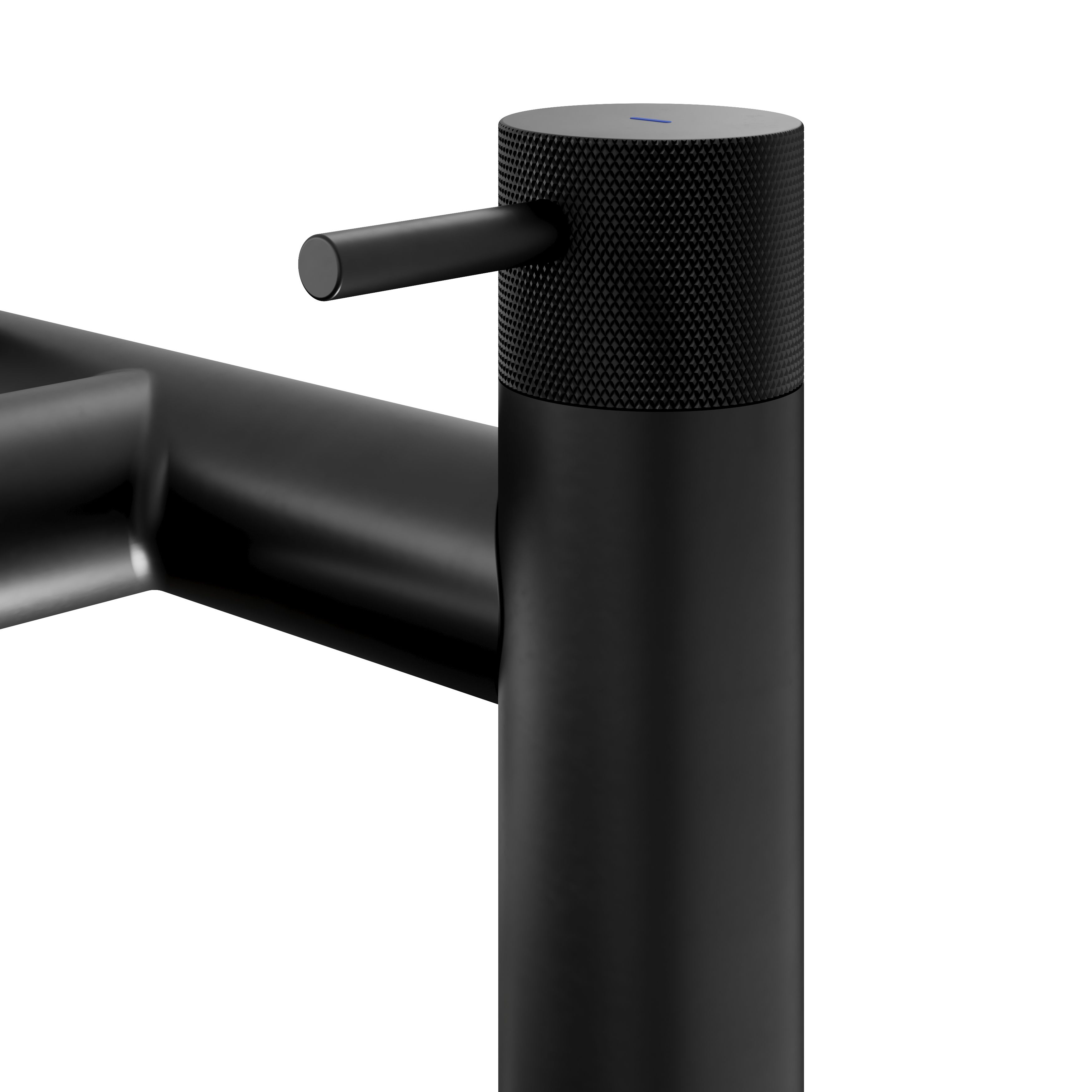 GoodHome Matt Black Deck-mounted Manual Double Bath Filler Tap