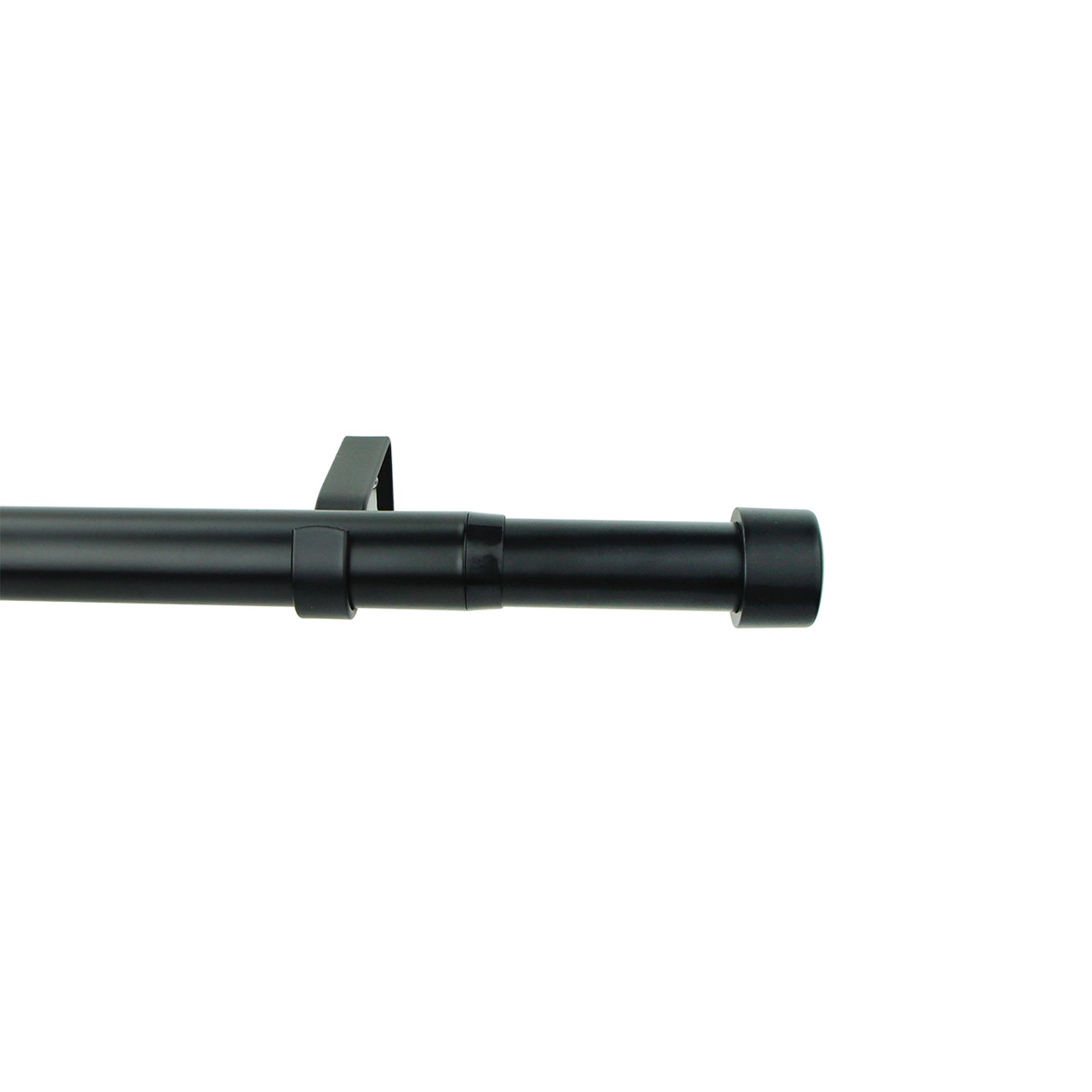 GoodHome Matt black Extendable Cap Single pole Set, (L)1200mm-2100mm (Dia)28mm