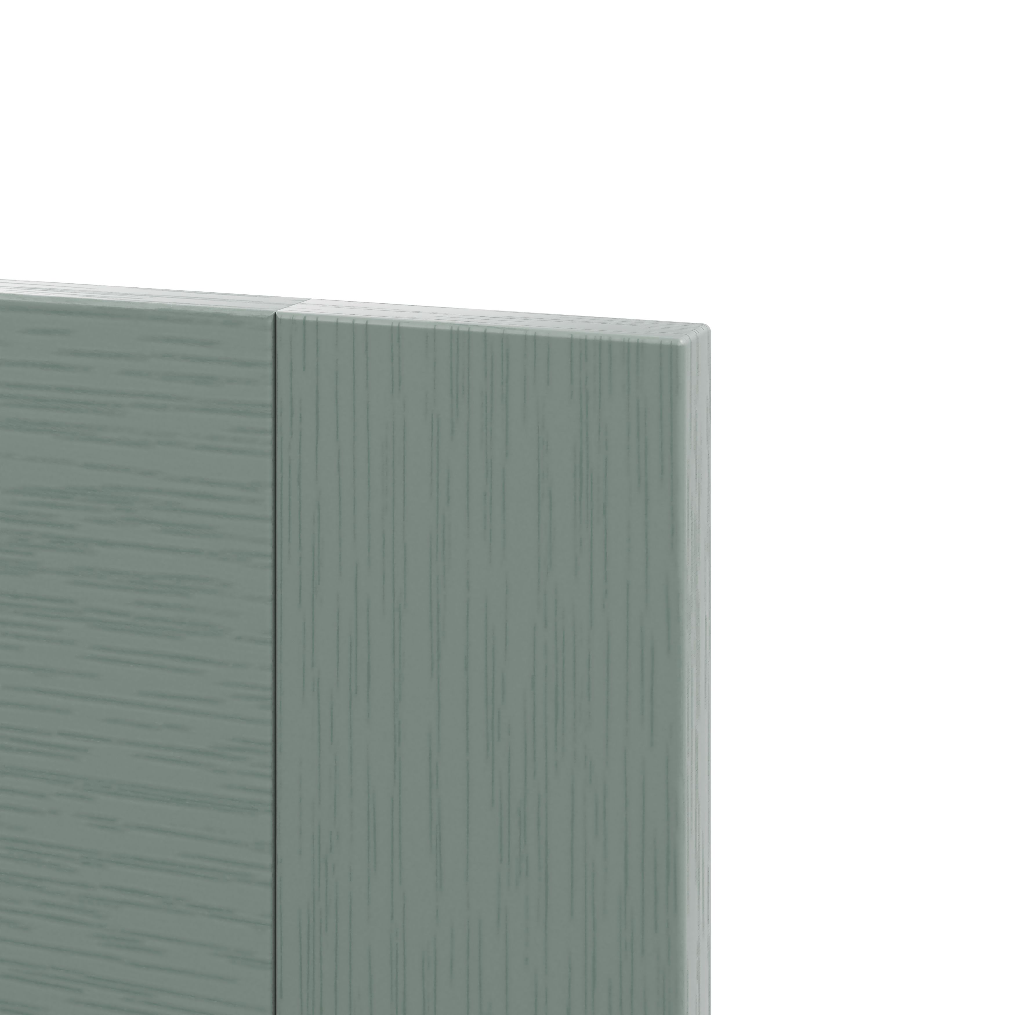 GoodHome Matt Green Painted Wood Effect Shaker Drawer front (W)600mm, Pack of 3