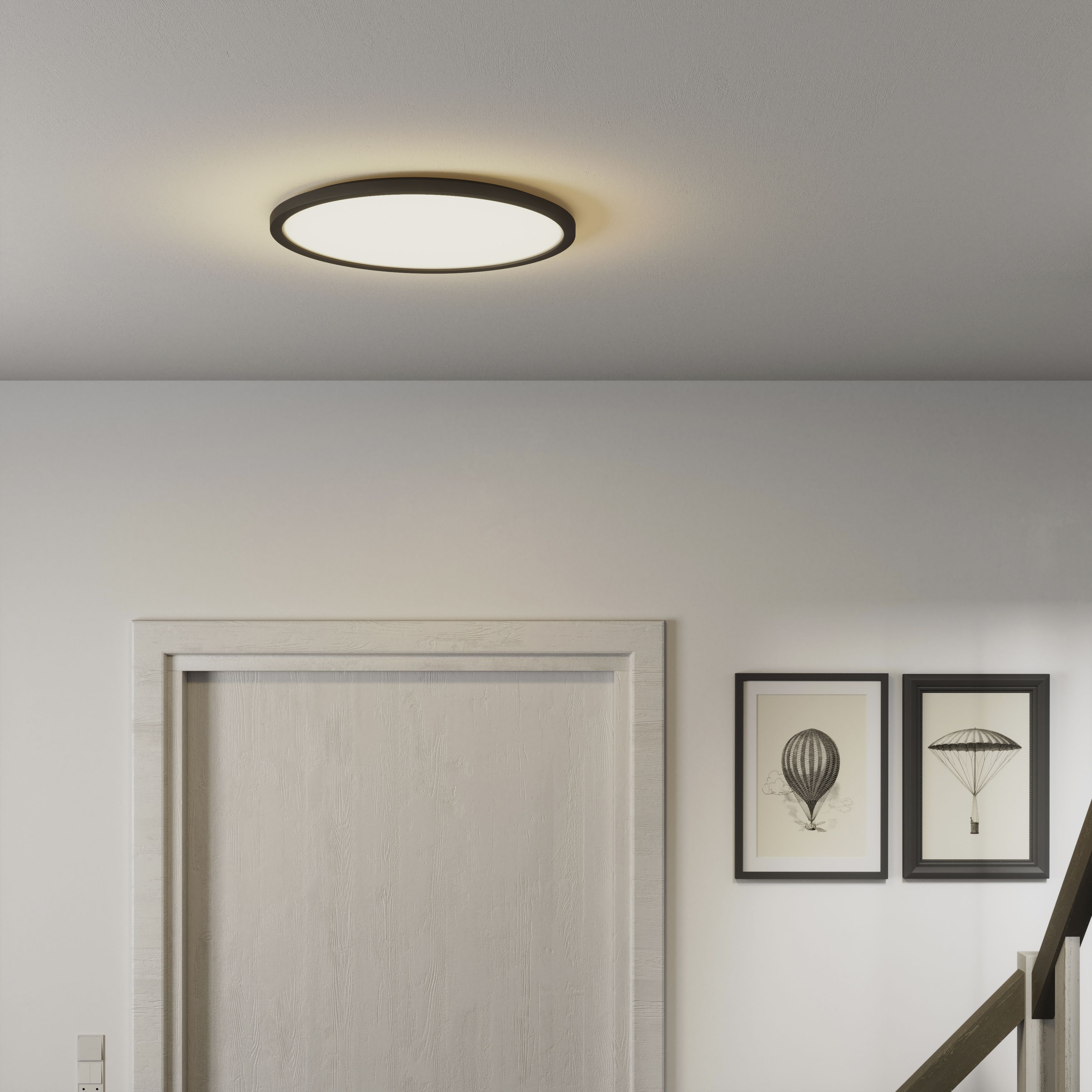 GoodHome Matt Plastic Black LED Ceiling light