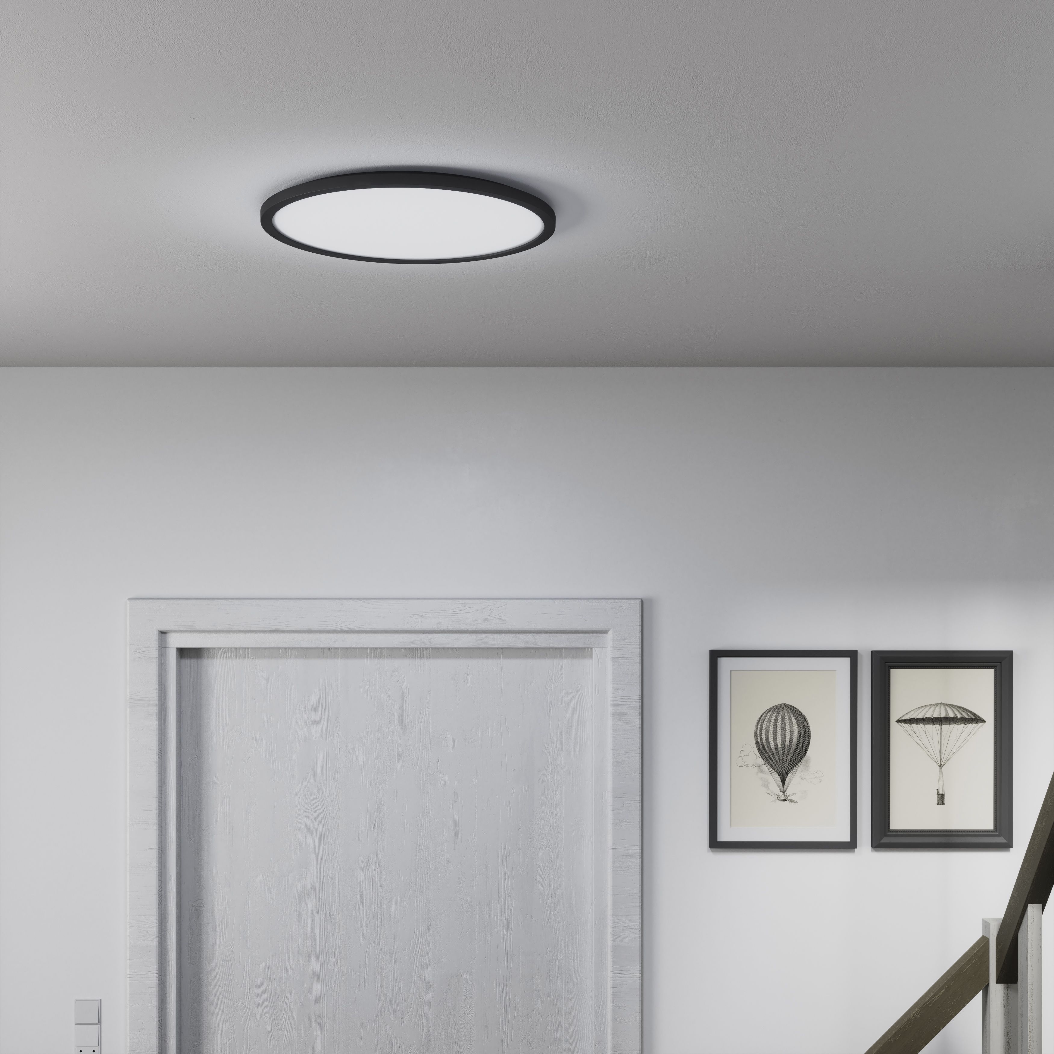 GoodHome Matt Plastic Black LED Ceiling light