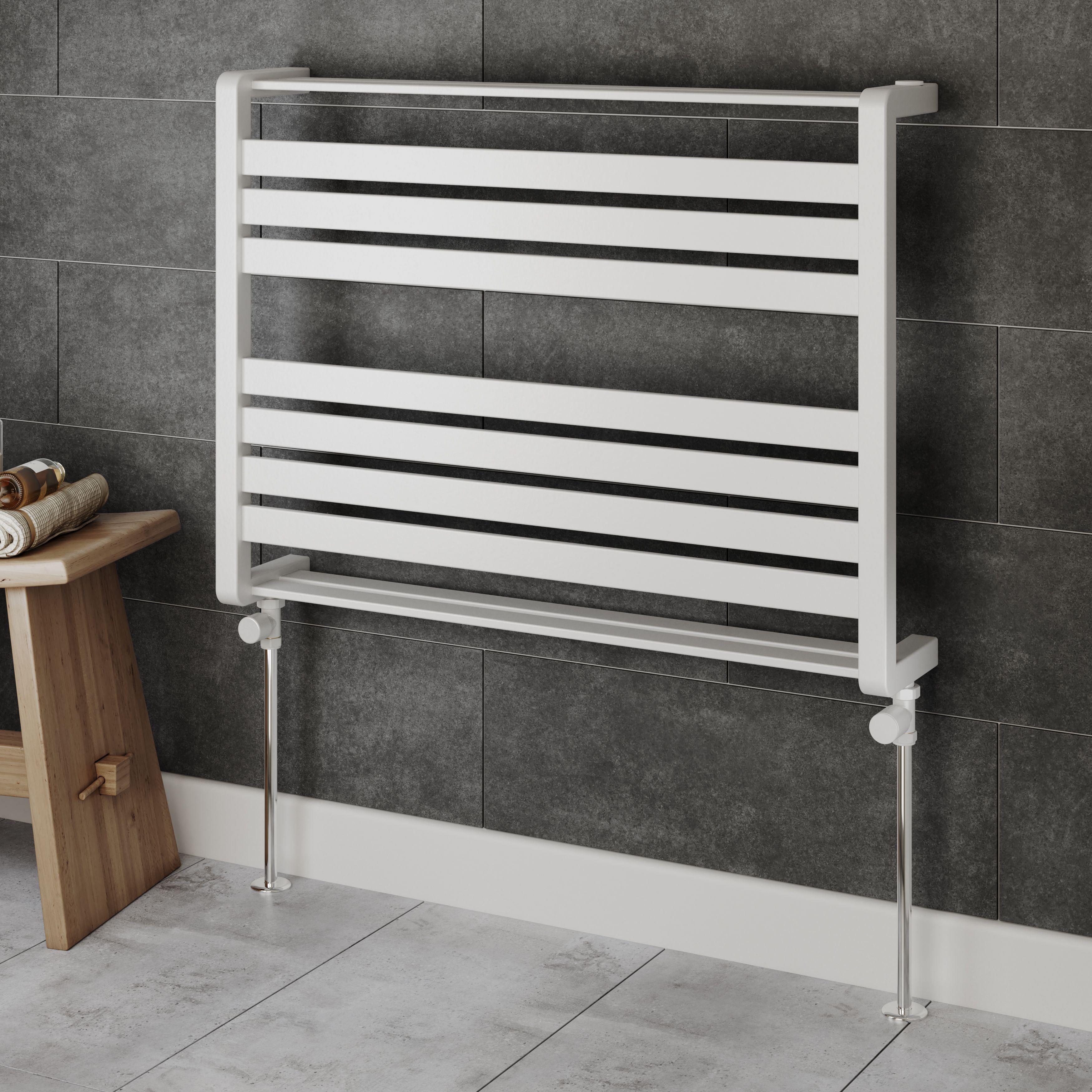 GoodHome Matt white Straight Manual Radiator valve & lockshield x ½" (Dia) 15mm