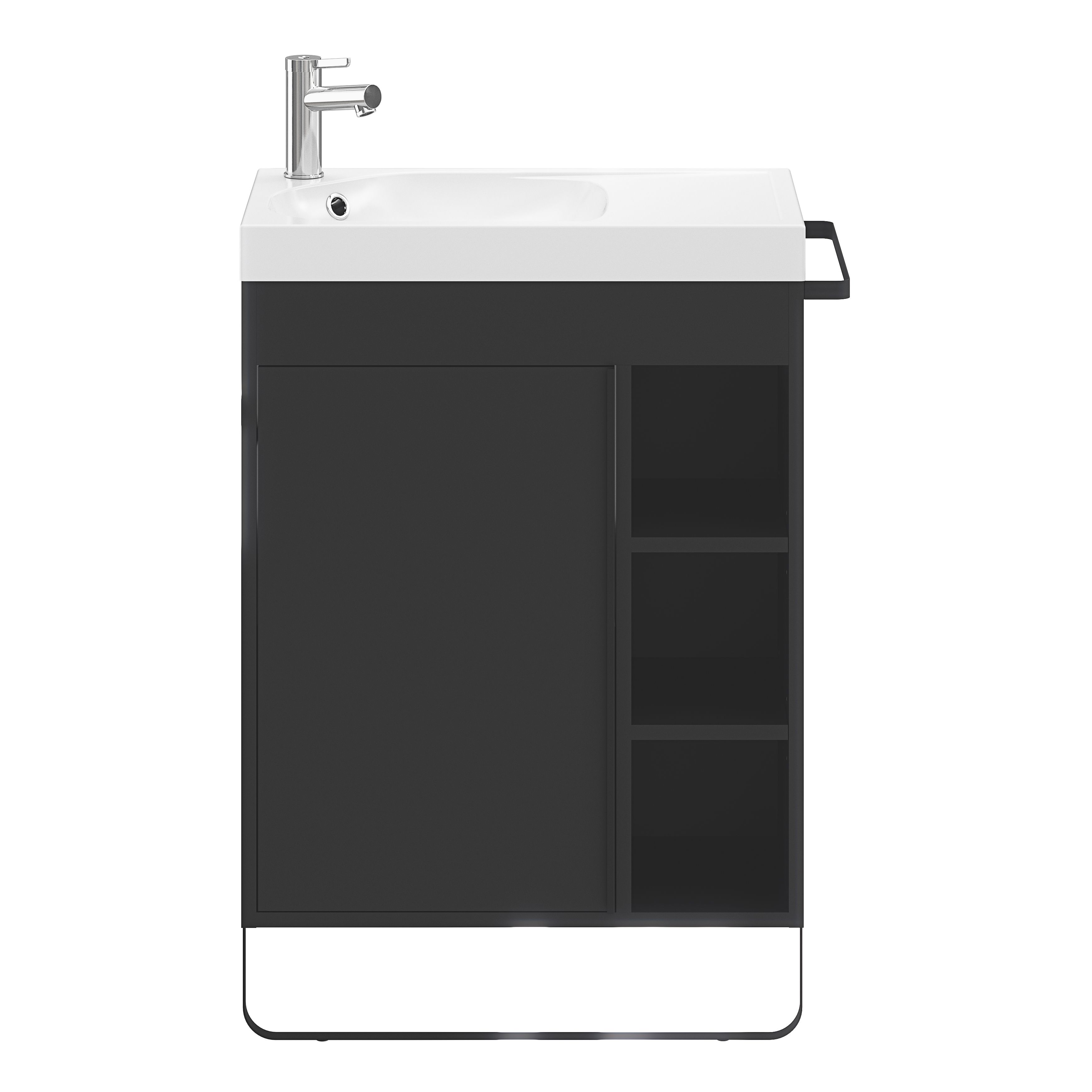 GoodHome Maza Black Freestanding Vanity unit & basin set - Includes Towel rail (W)650mm (H)820mm