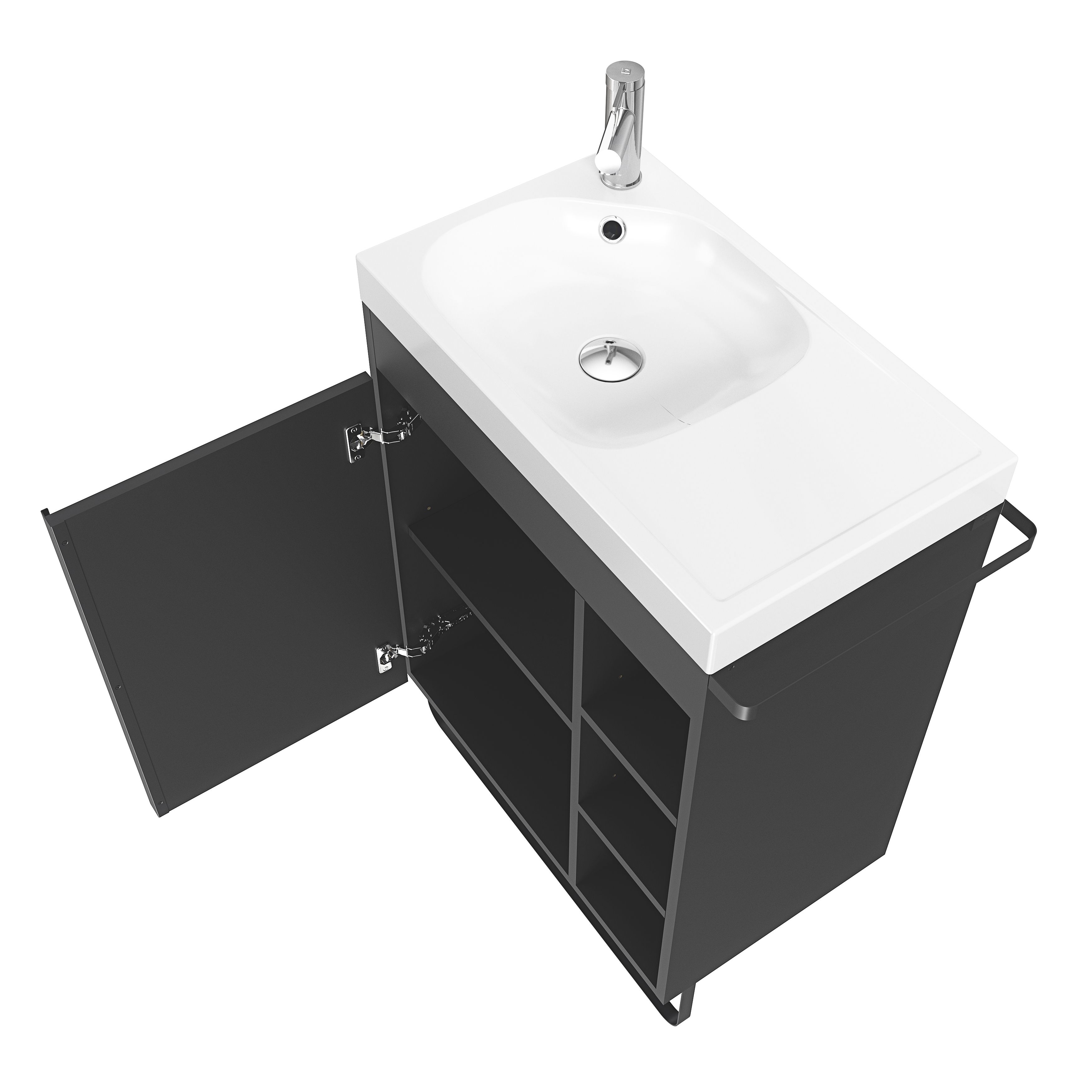 GoodHome Maza Black Freestanding Vanity unit & basin set - Includes Towel rail (W)650mm (H)820mm