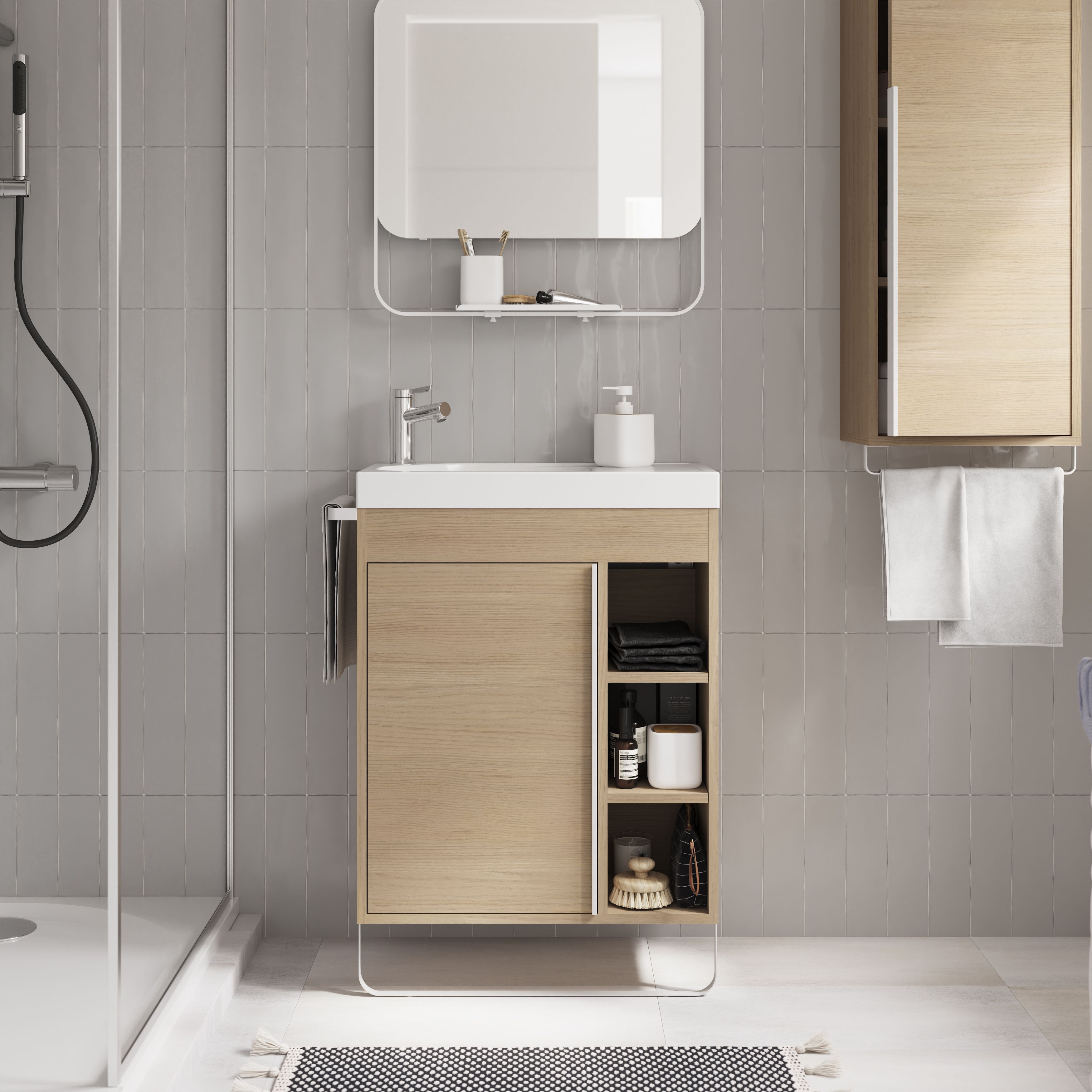 GoodHome Maza Satin White Rectangular Vanity Basin (W)60.4cm