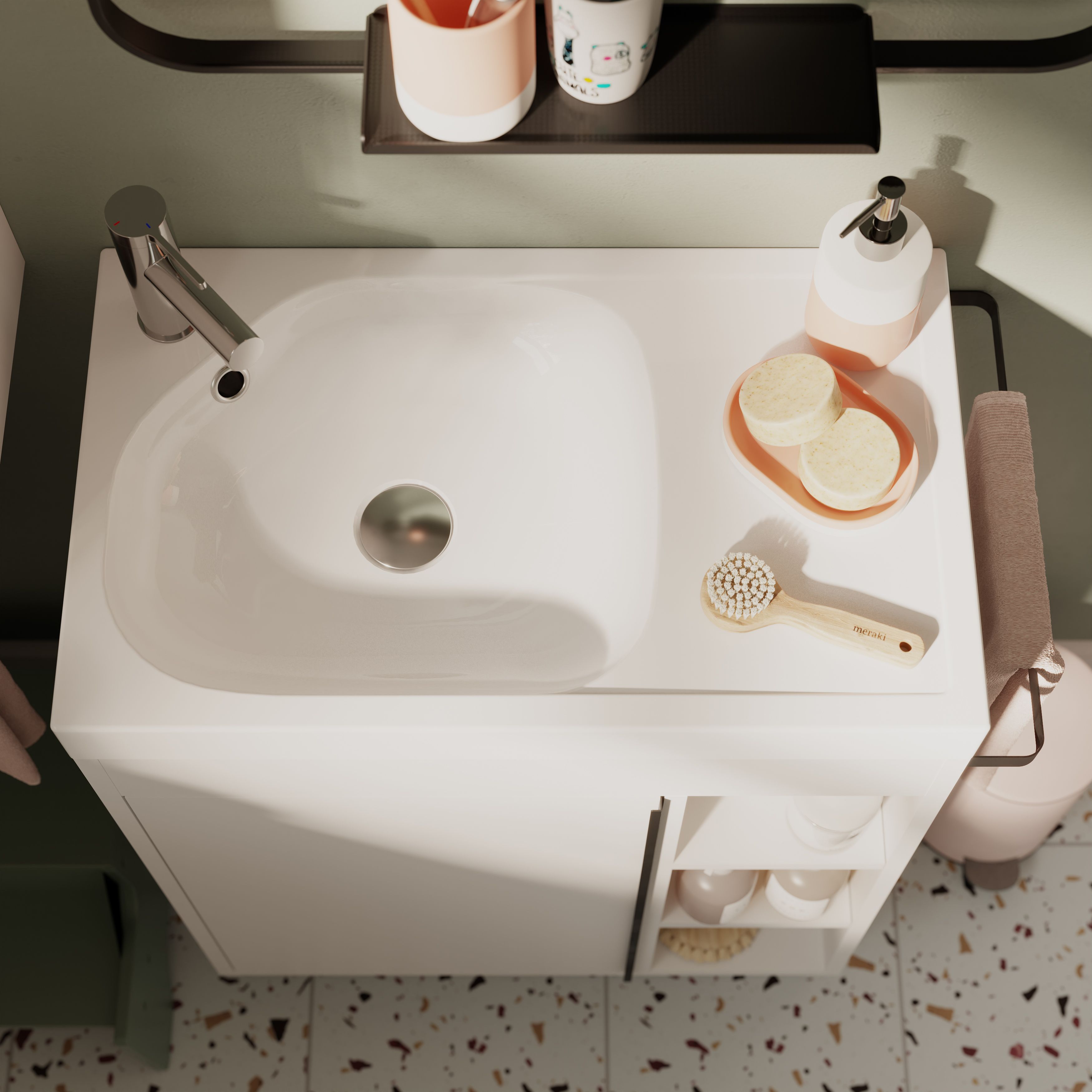 GoodHome Maza Satin White Rectangular Vanity Basin (W)60.4cm