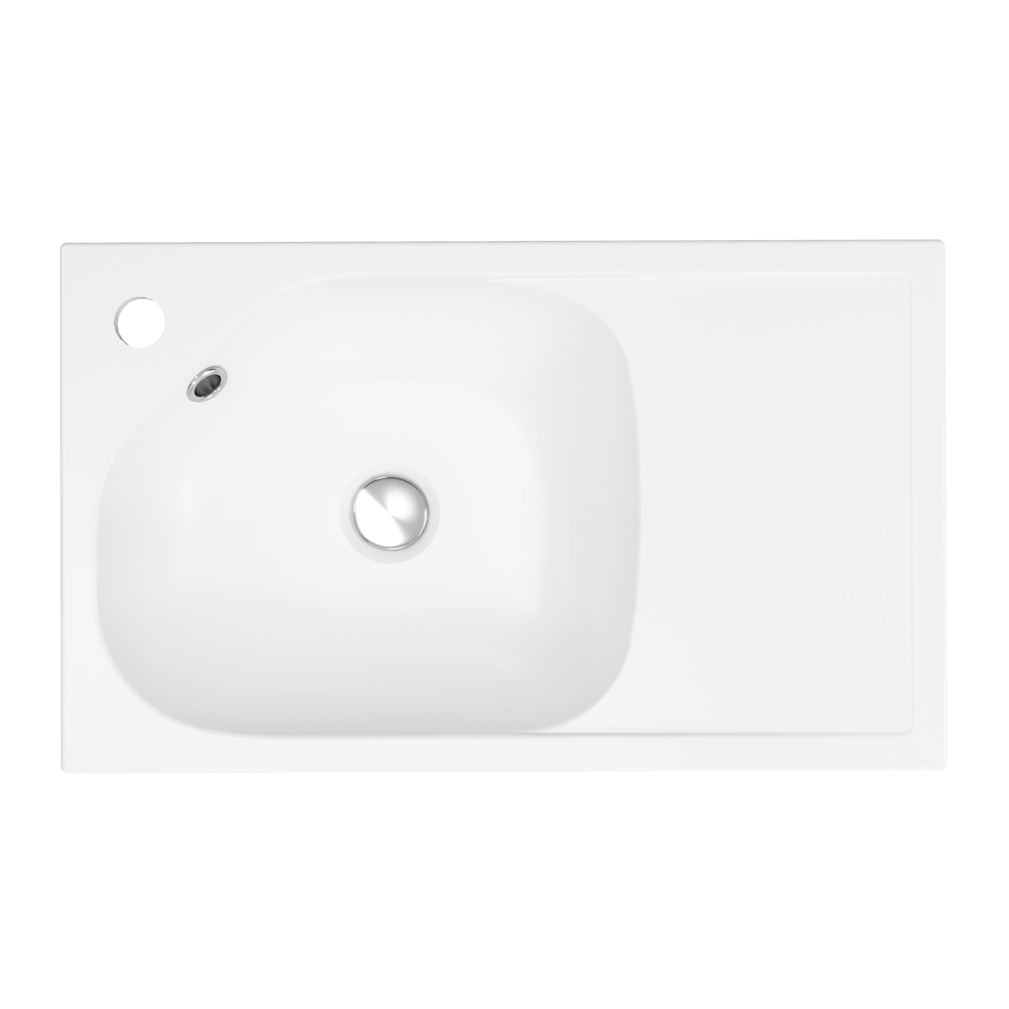 GoodHome Maza Satin White Rectangular Vanity Basin (W)60.4cm