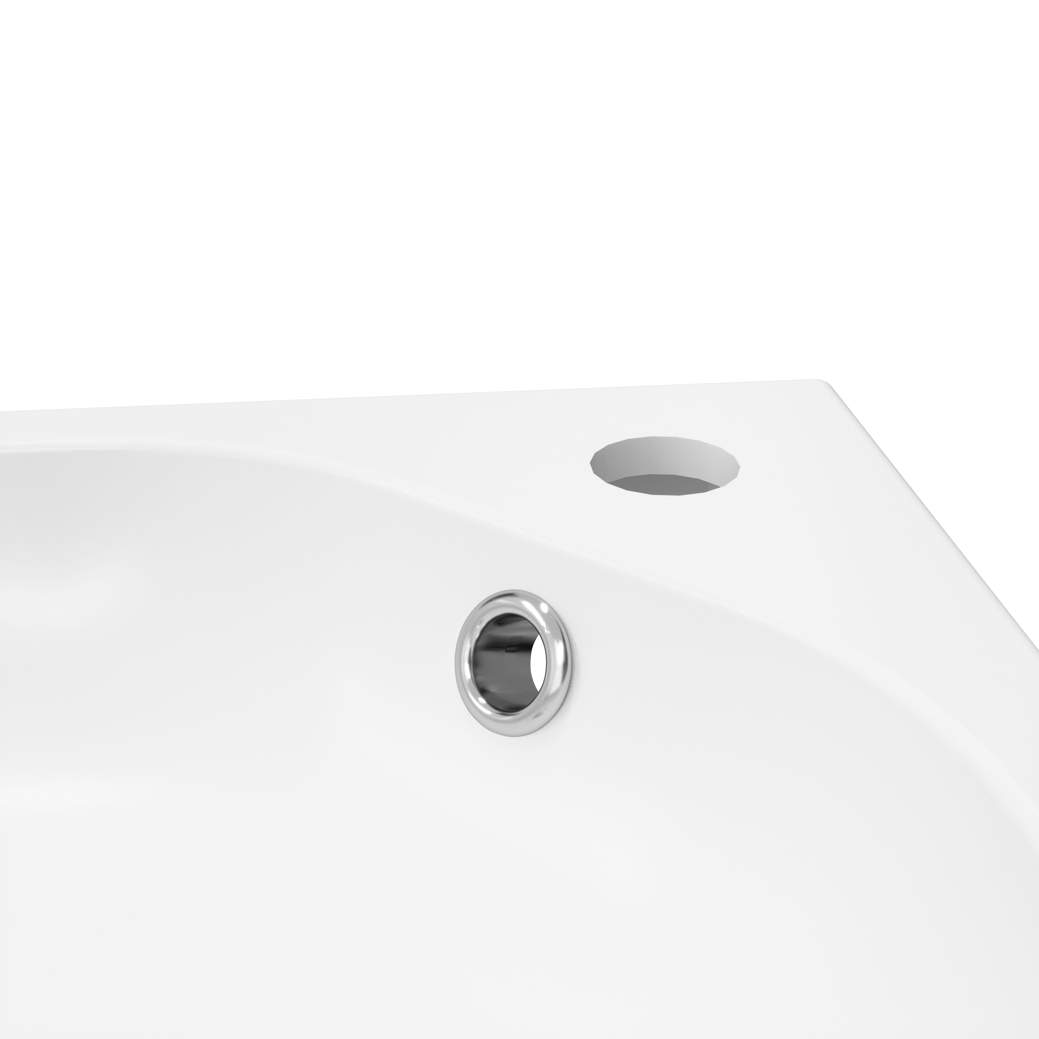 GoodHome Maza Satin White Rectangular Vanity Basin (W)60.4cm
