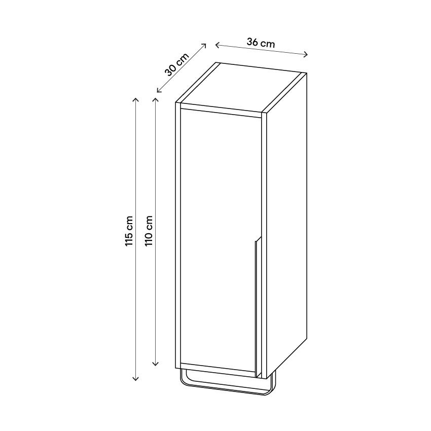 GoodHome Maza Slimline Matt Black Single Bathroom Column cabinet (H)115cm (W)36cm