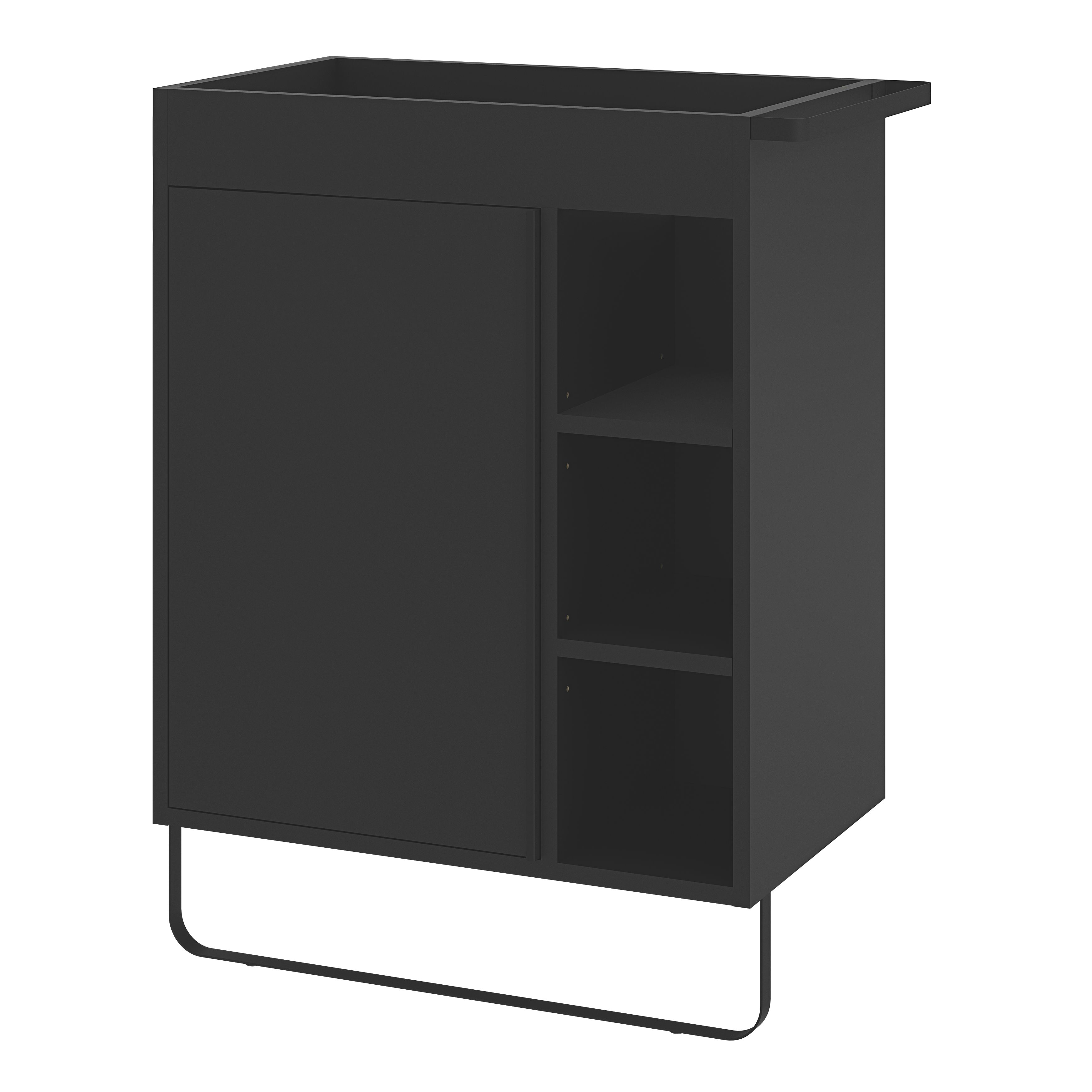 GoodHome MAZA Slimline Matt Black Single Wall-mounted Bathroom Cabinet (H)82cm (W)65cm