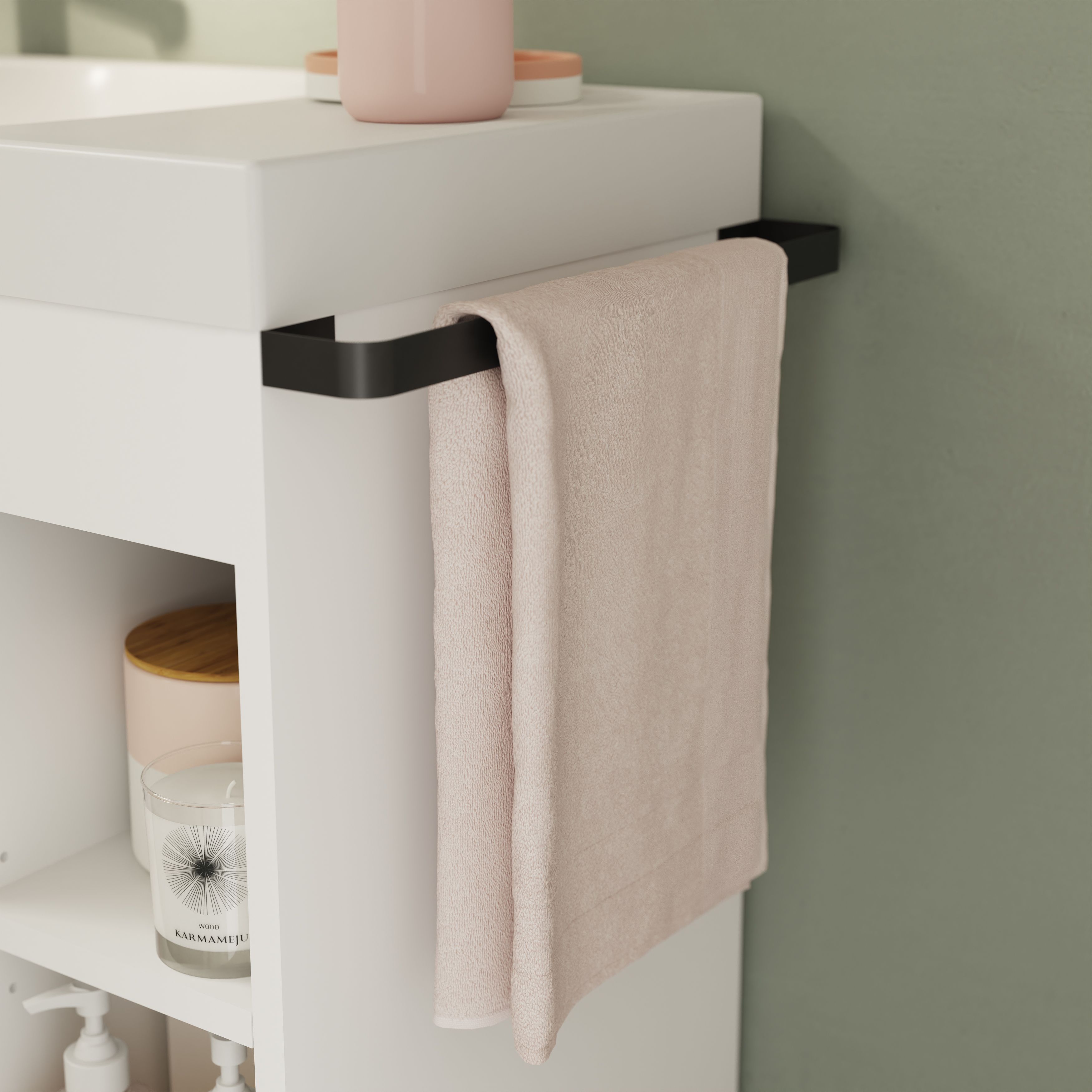 GoodHome Maza Standard Matt White Single Wall-mounted Bathroom Cabinet (H)82cm (W)60cm