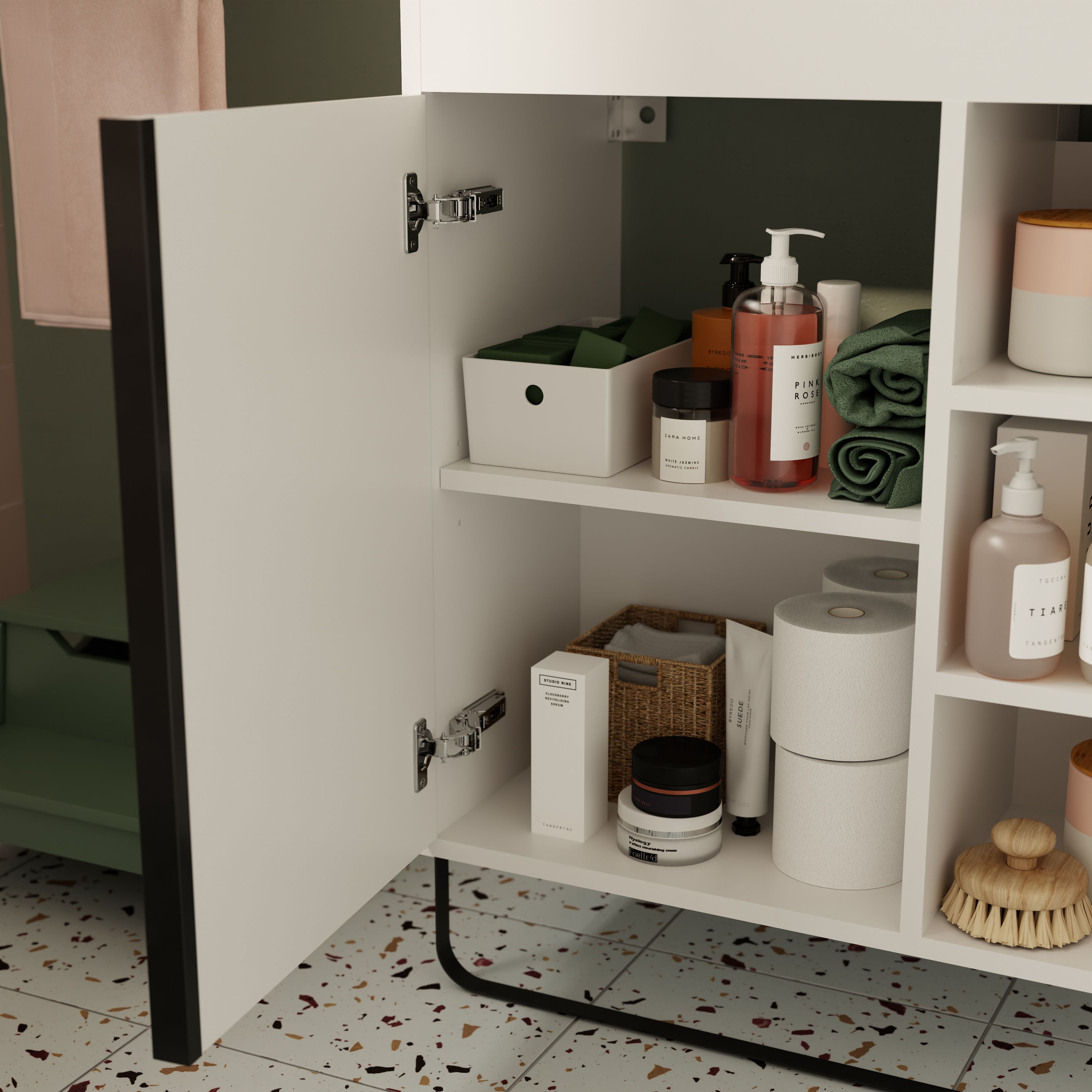 GoodHome Maza Standard Matt White Single Wall-mounted Bathroom Cabinet (H)82cm (W)60cm