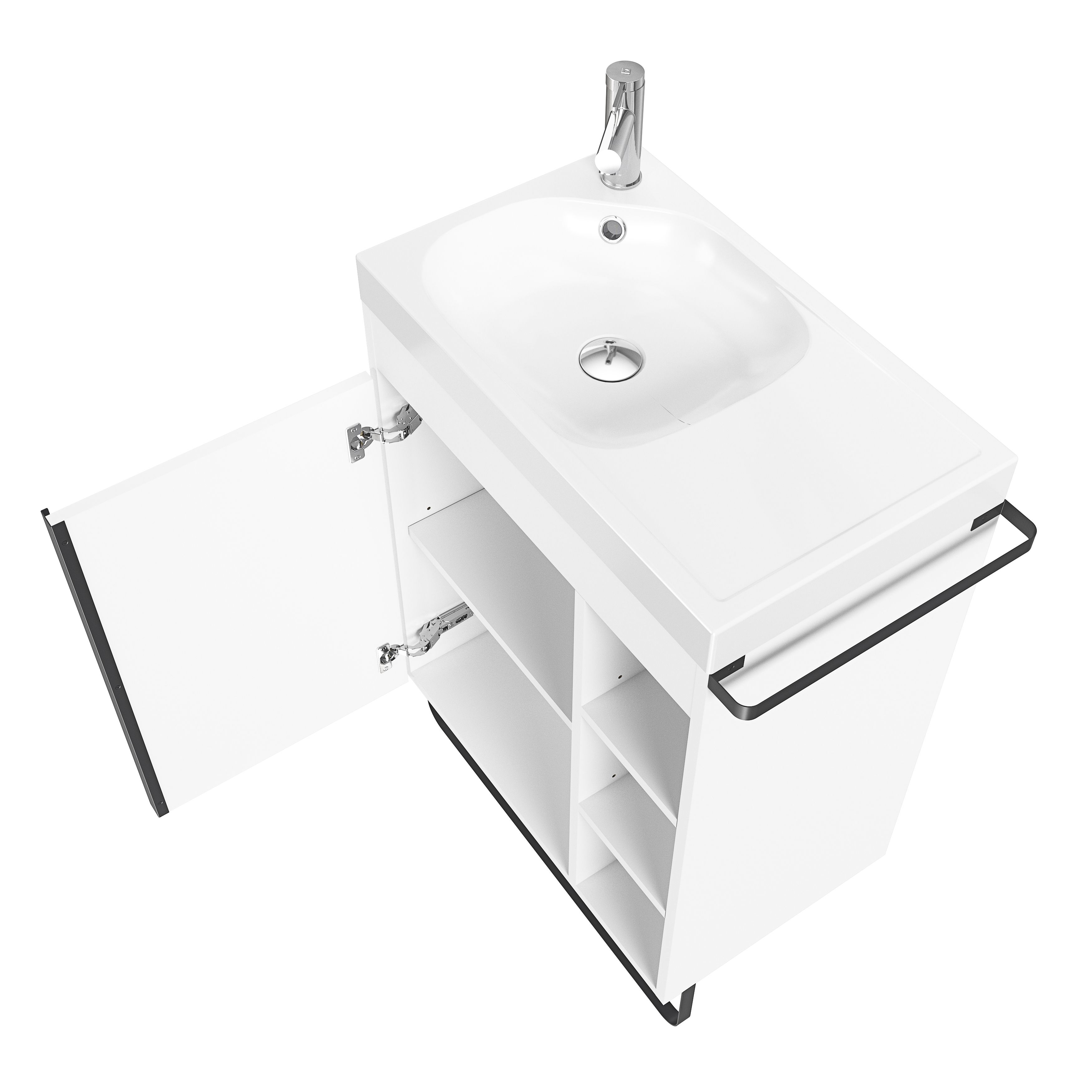 GoodHome Maza Standard Matt White Single Wall-mounted Bathroom Cabinet (H)82cm (W)60cm