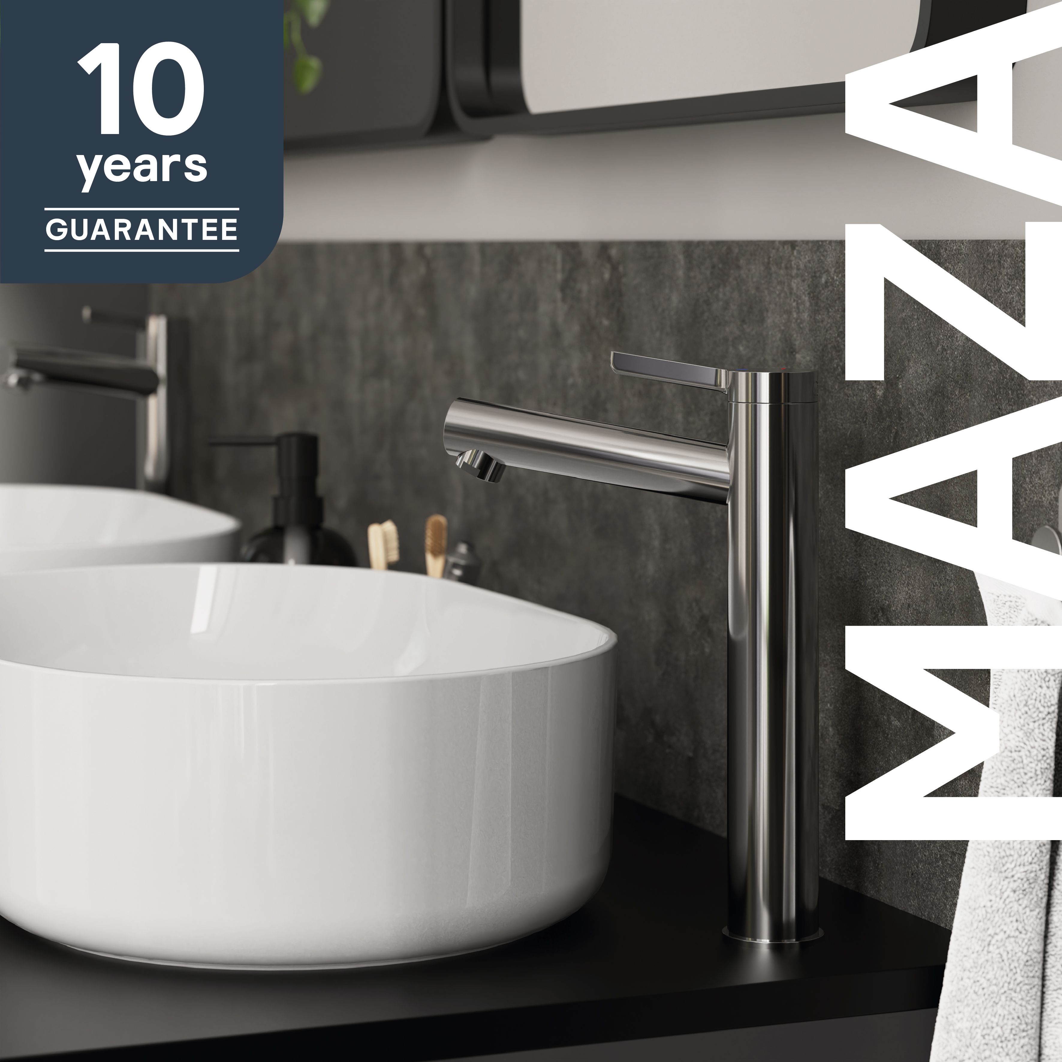 GoodHome Maza XL Chrome effect Round Basin Mixer Tap