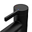 GoodHome Maza XL Matt Black Round Deck-mounted Manual Basin Mixer Tap