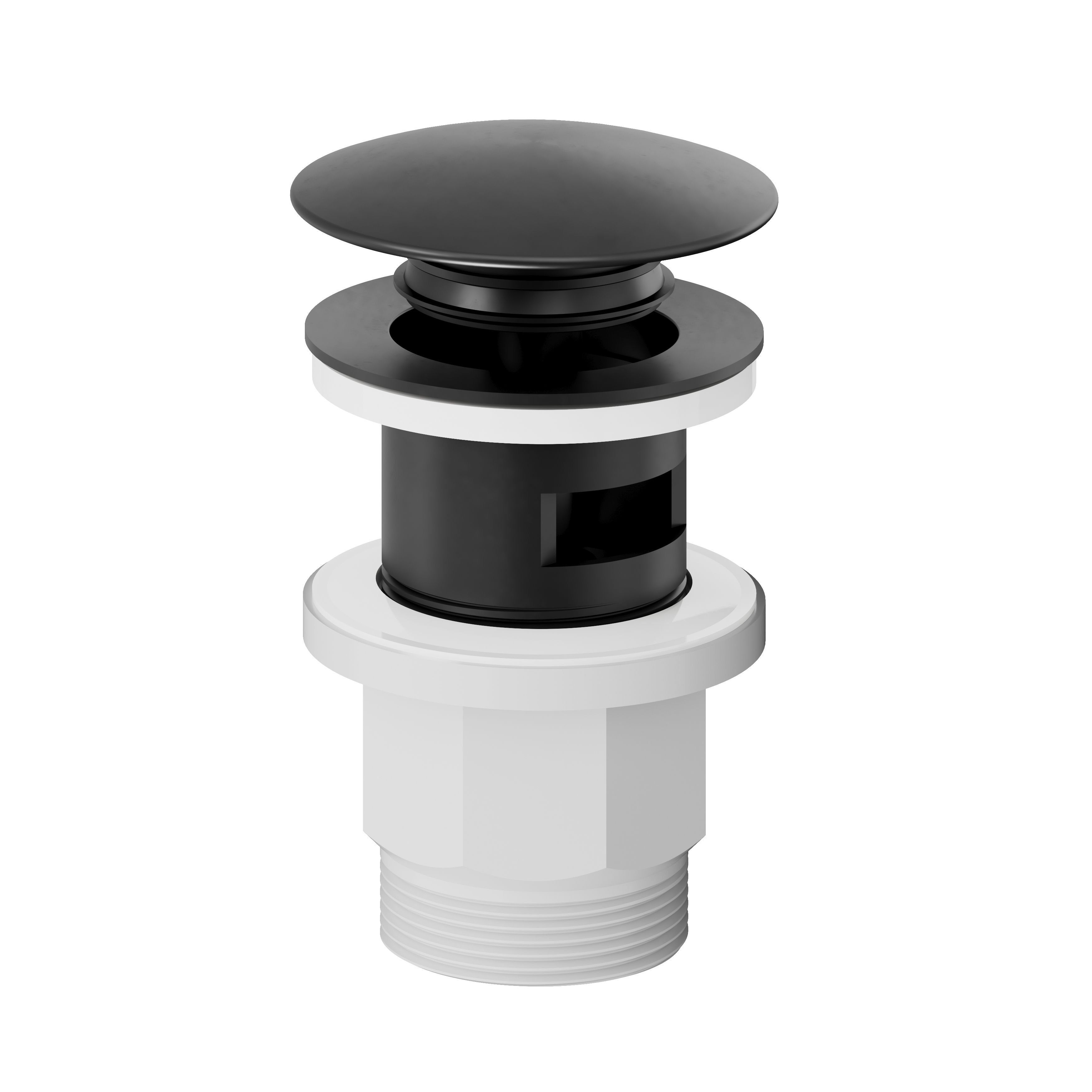 GoodHome Medium Matt Black Round Deck-mounted Manual Basin Mixer Tap