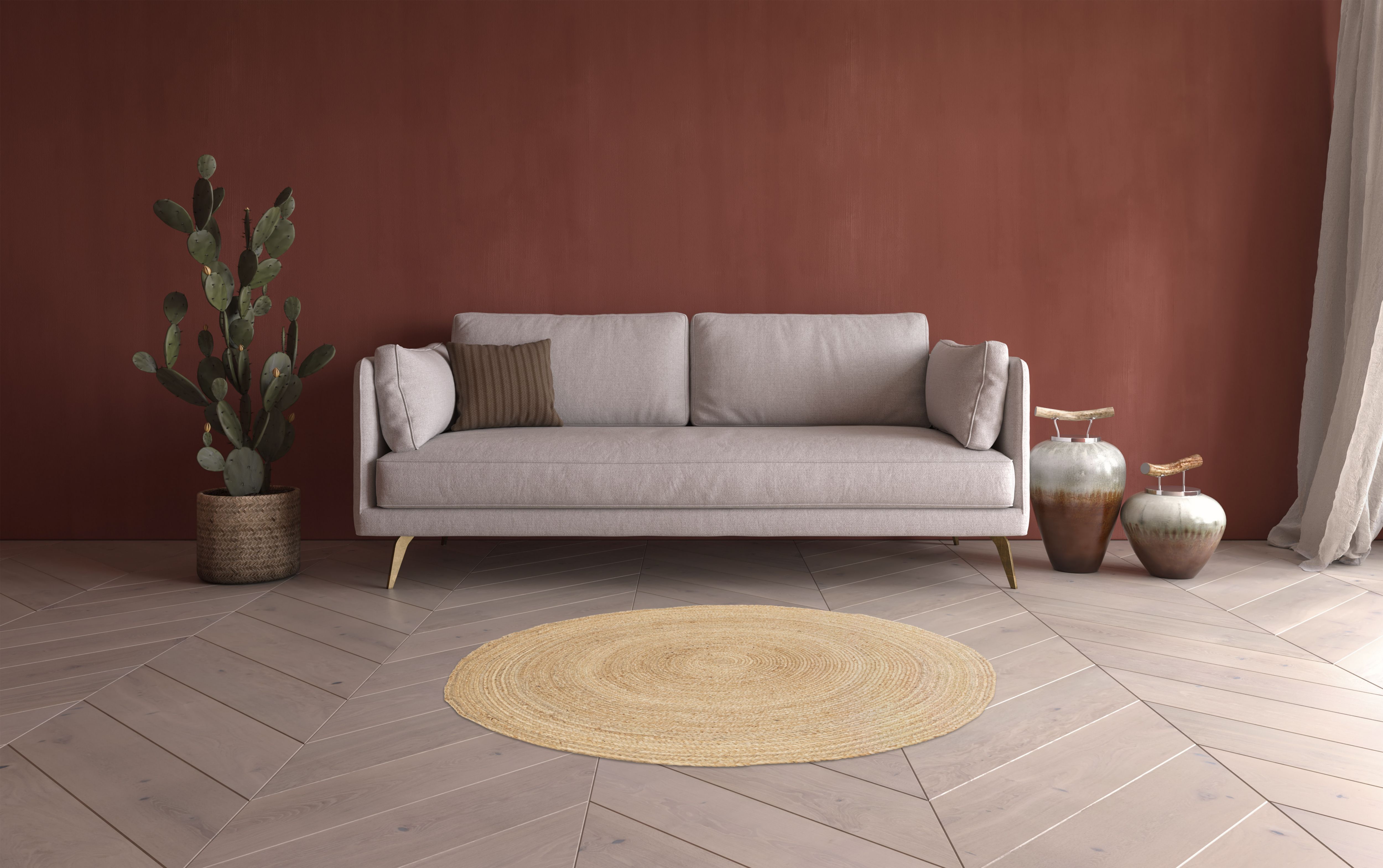 GoodHome Melua Natural Reversible Rug 80cmx80cm