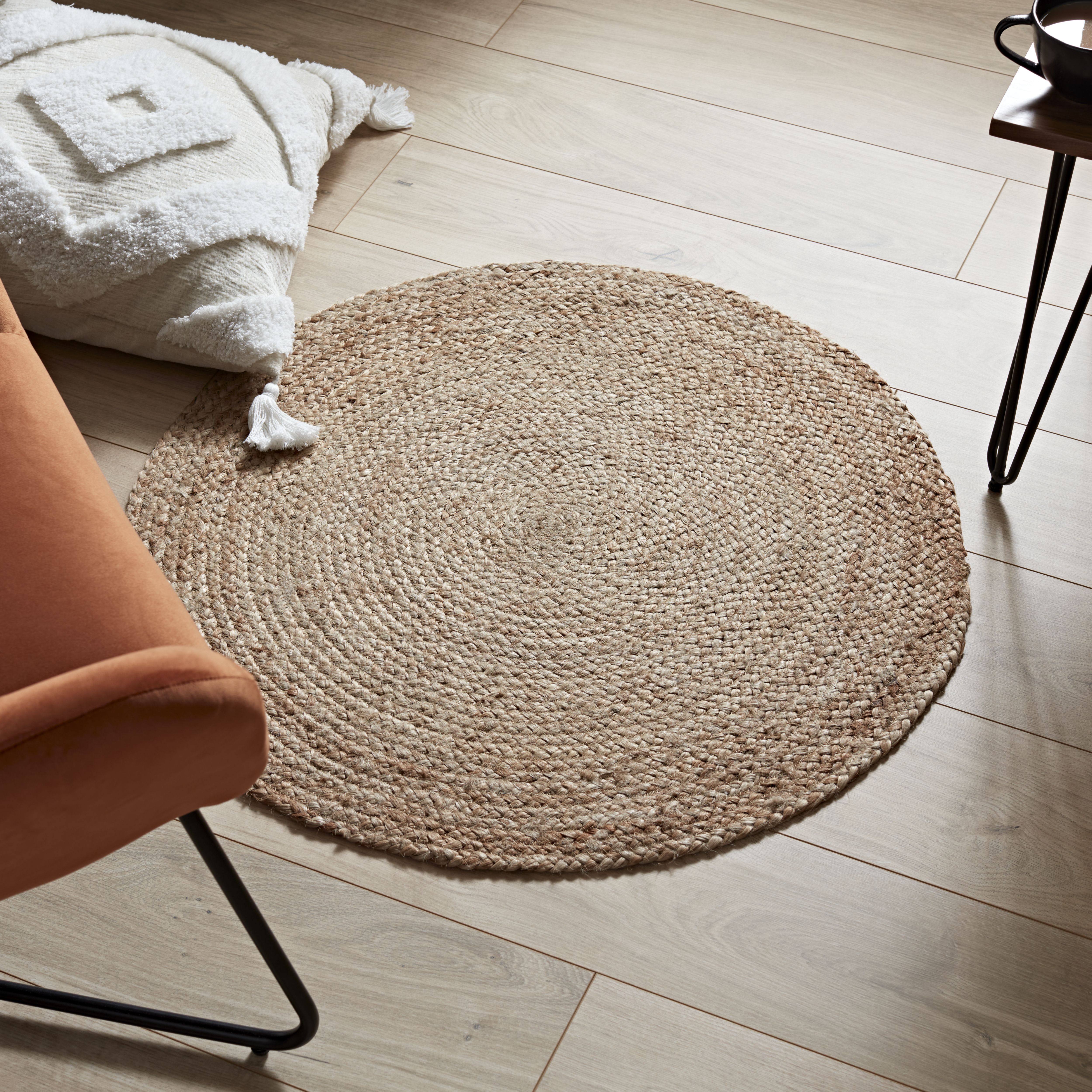 GoodHome Melua Natural Reversible Rug 80cmx80cm