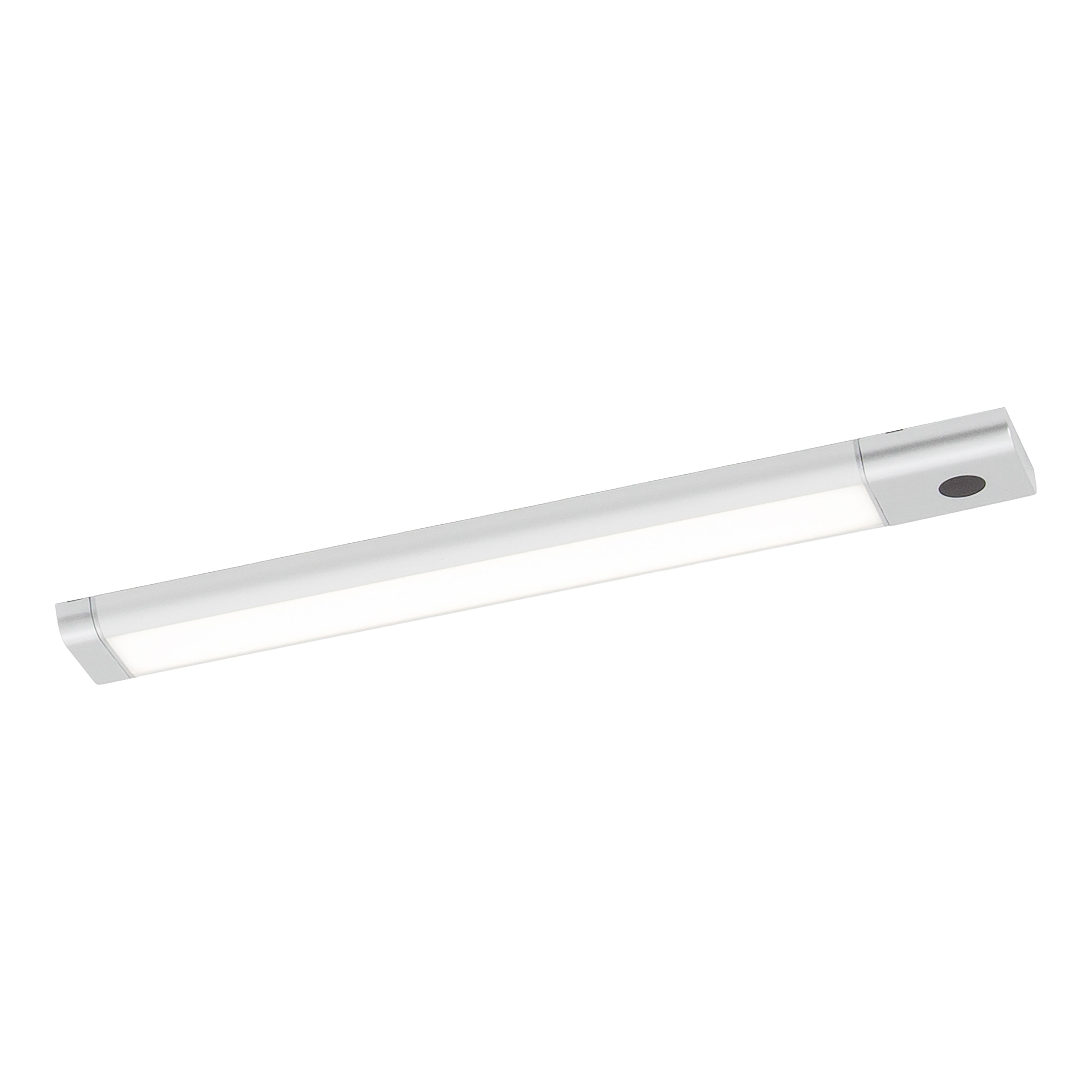 GoodHome Menezes White Silver effect Mains-powered LED Neutral white Under cabinet light IP20 (L)285mm (W)42mm
