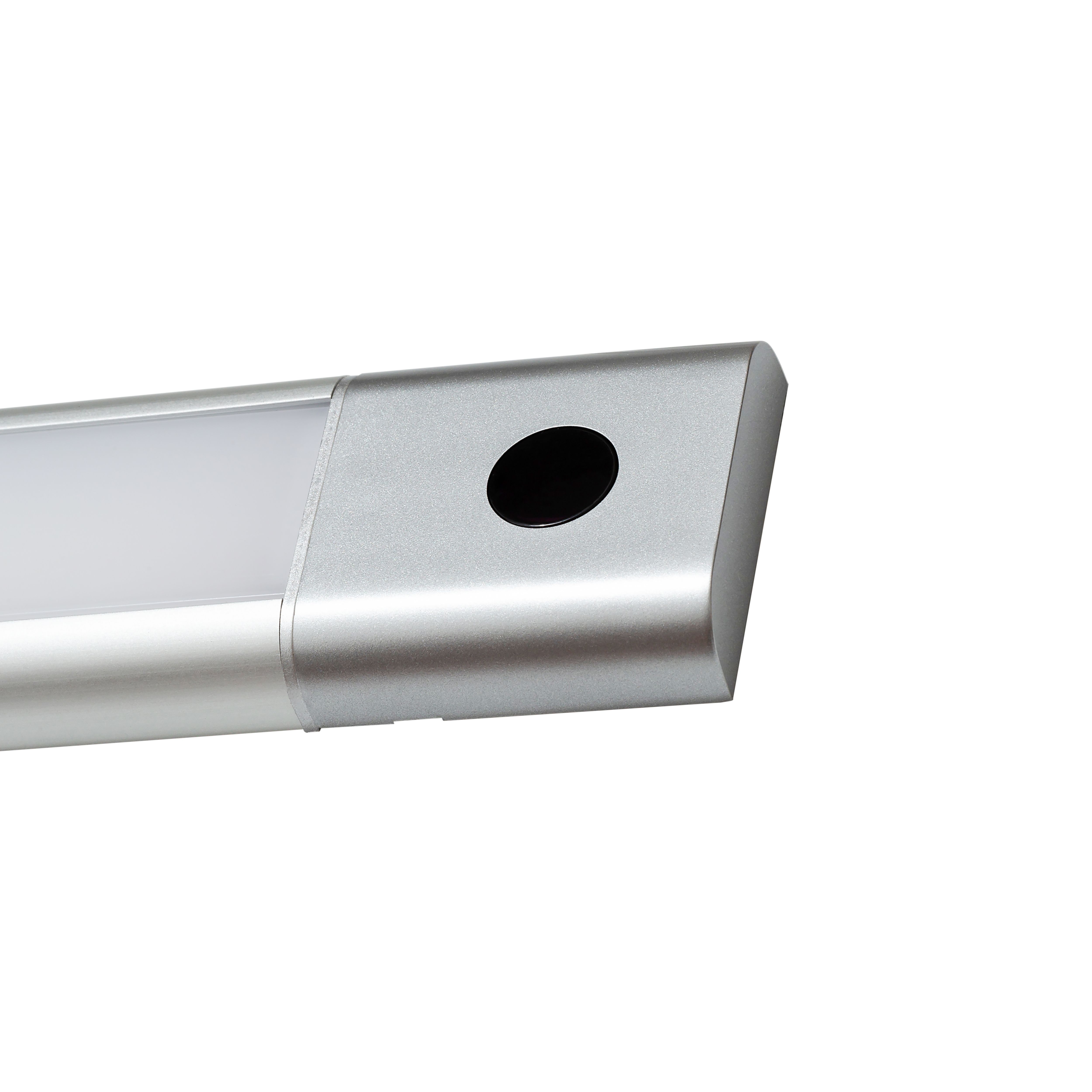 GoodHome Menezes White Silver effect Mains-powered LED Neutral white Under cabinet light IP20 (L)885mm (W)42mm
