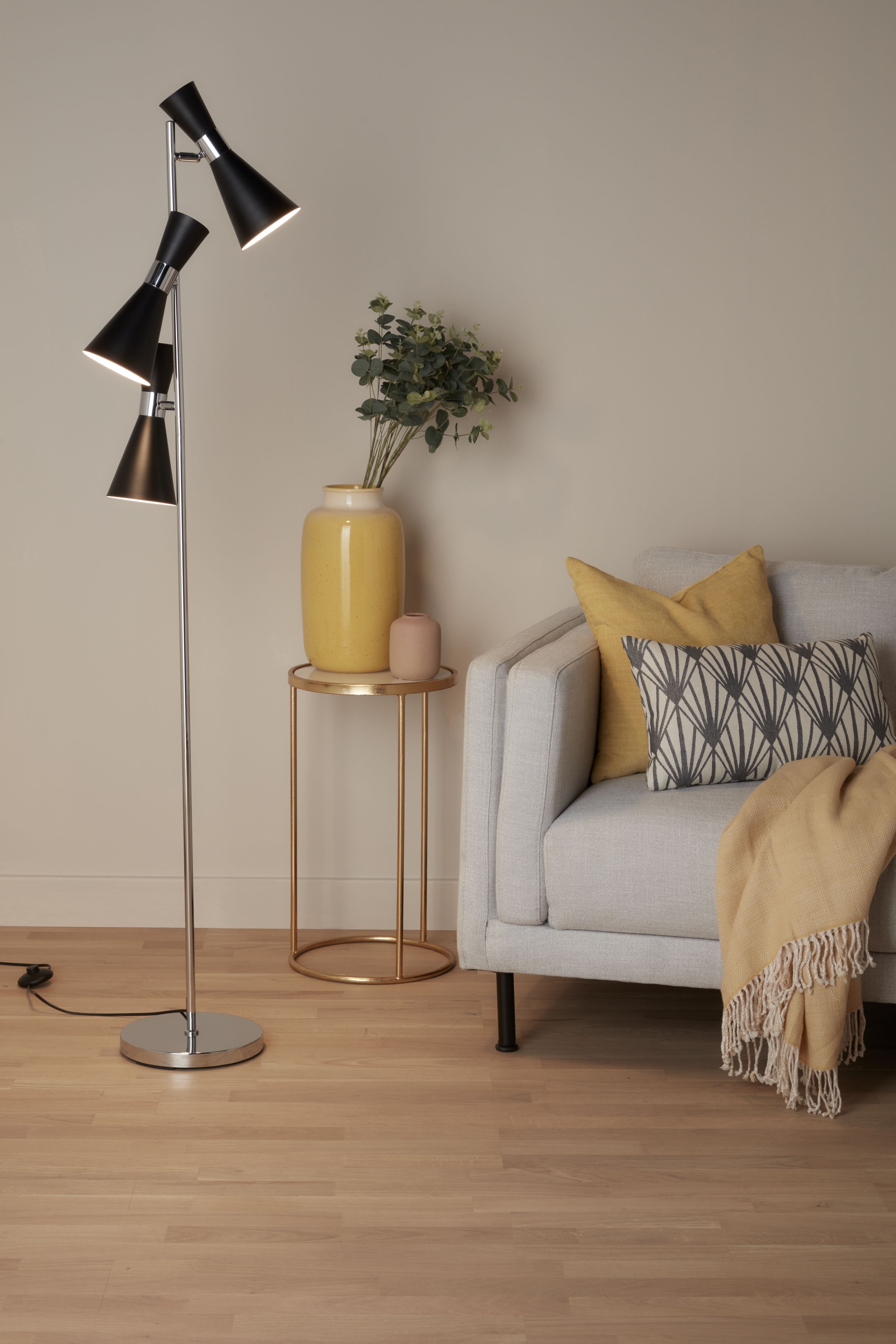 GoodHome Mengame Matt Black Floor light