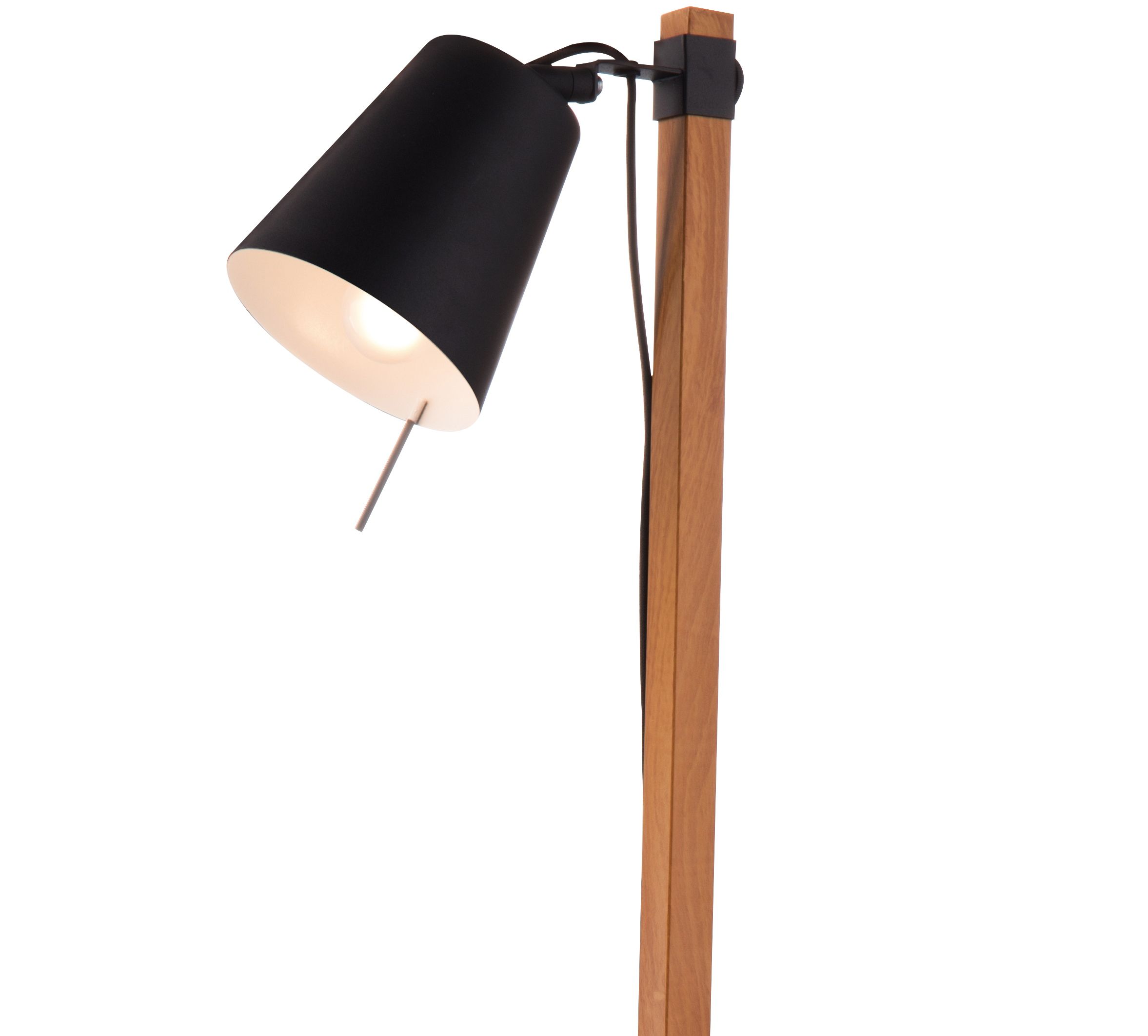 GoodHome Menonry Matt Black Wood effect Floor light