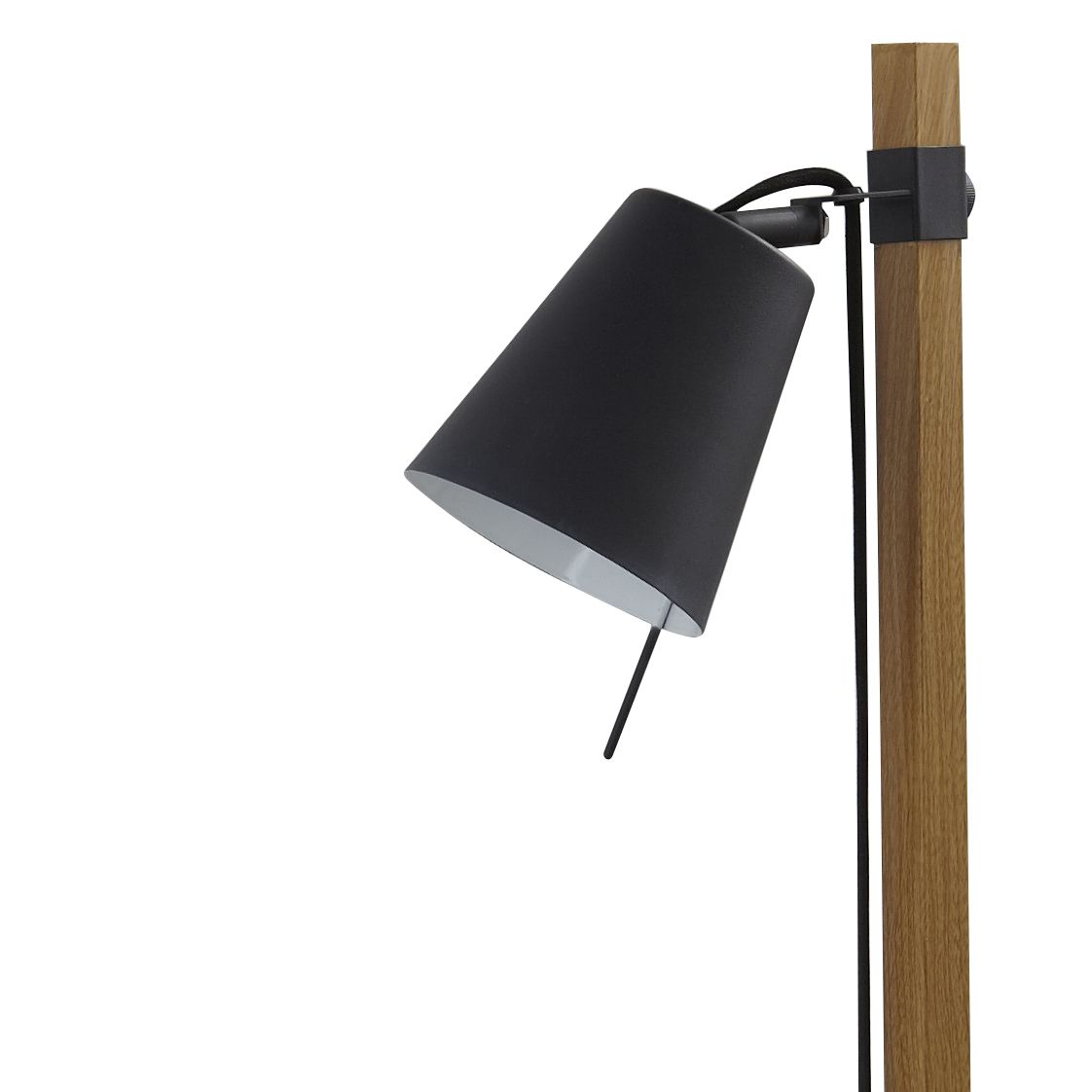 GoodHome Menonry Matt Black Wood effect Floor light