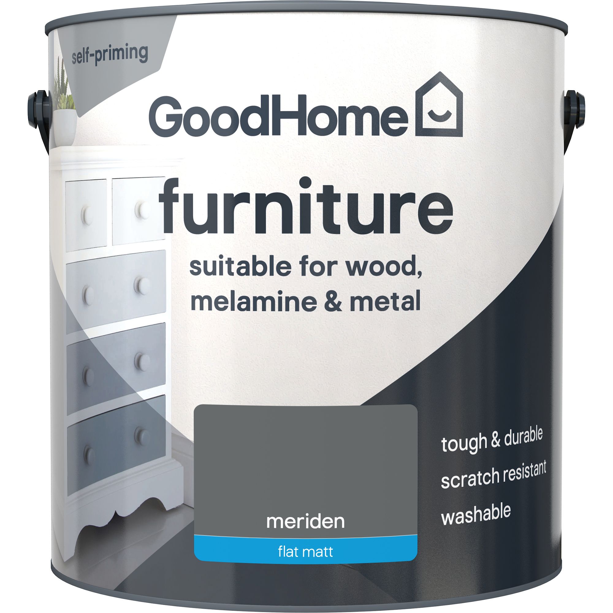 GoodHome Meriden Flat matt Furniture paint, 2L