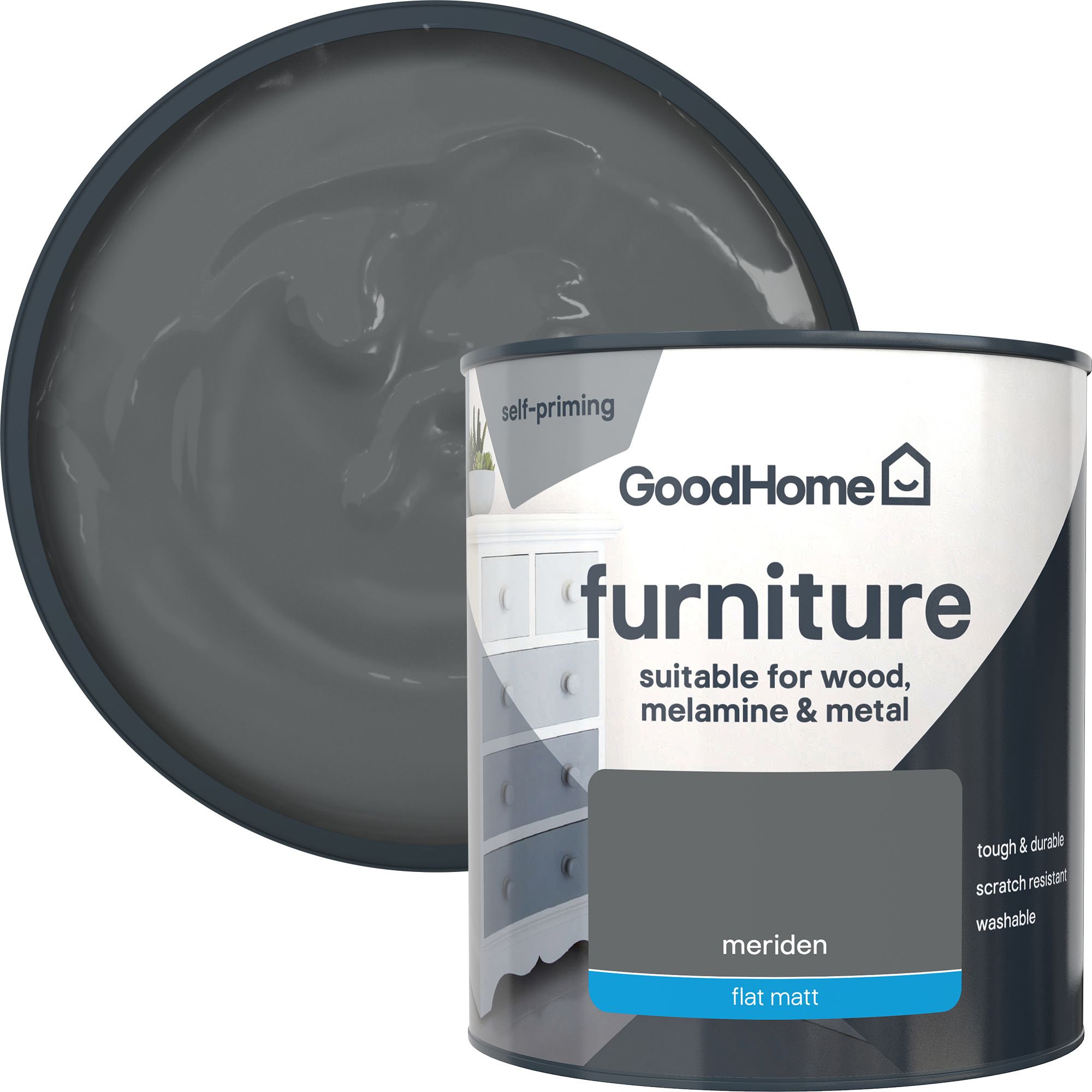 GoodHome Meriden Flat matt Furniture paint, 500ml