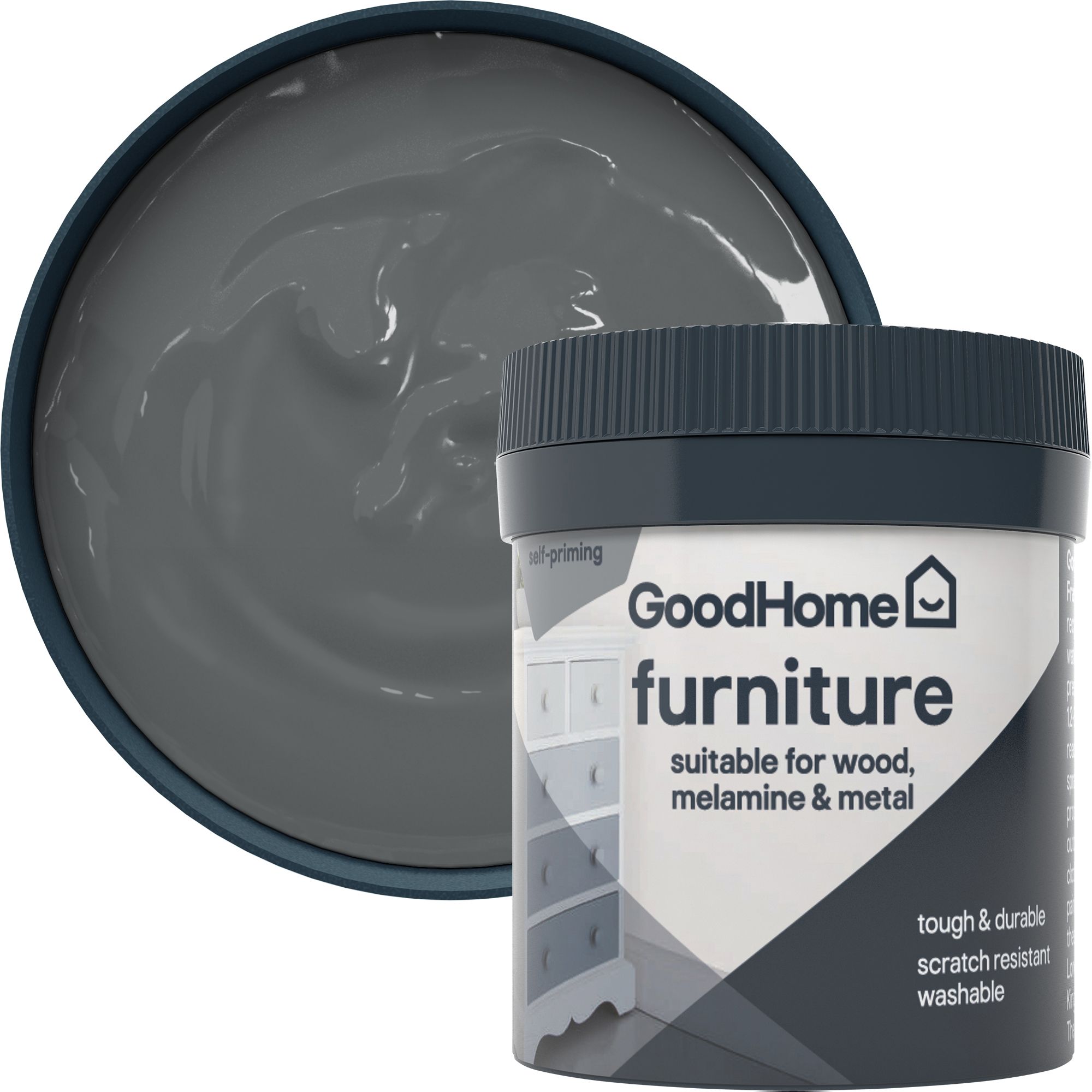 GoodHome Meriden Flat matt Furniture paint, 80ml Tester pot