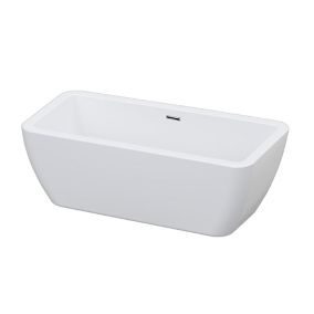 GoodHome Merkys Fibreglass-reinforced acrylic Left or right-handed Rectangular White Double ended 0 tap hole Bath (L)1700mm (W)750mm