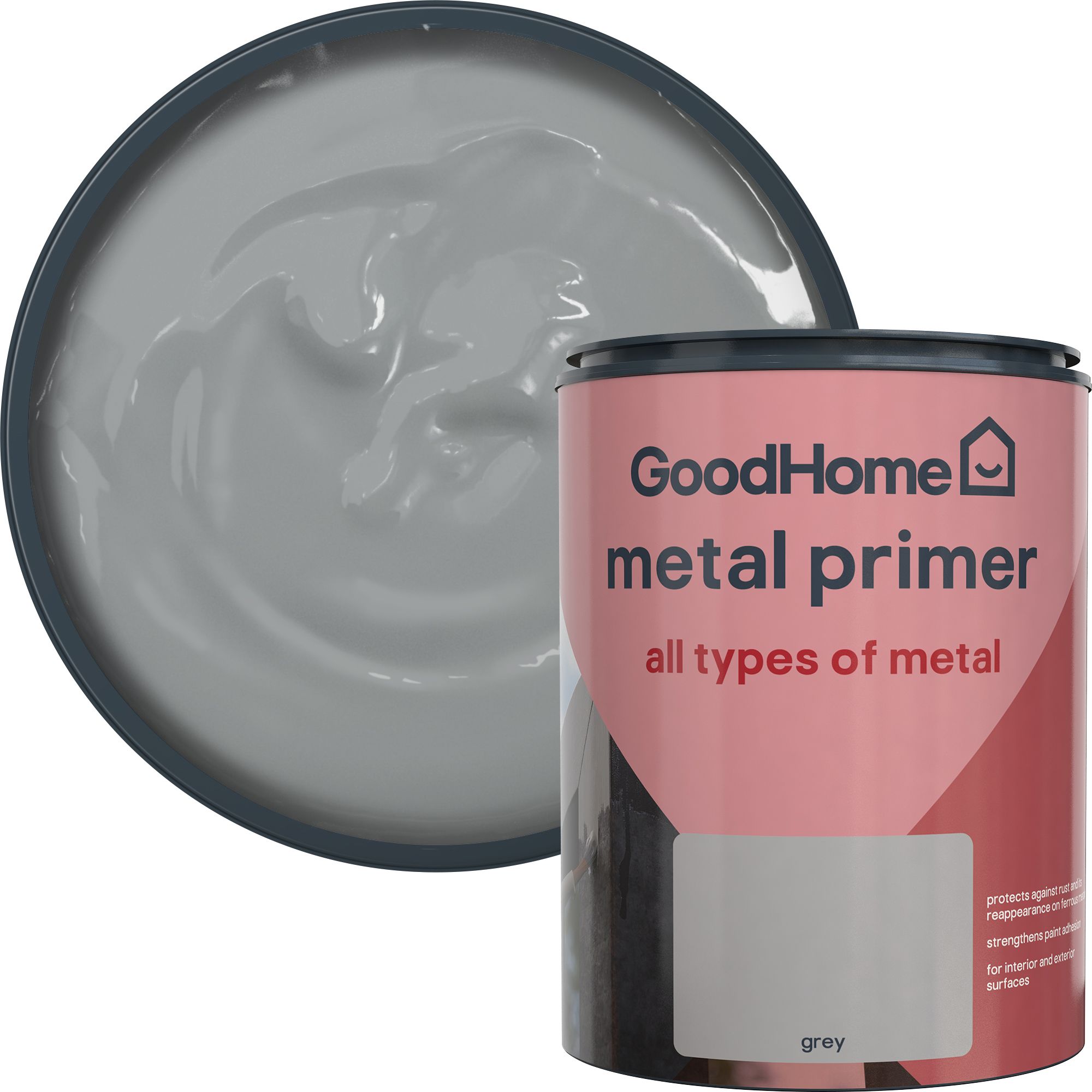 GoodHome Metal Grey Multi-surface Metal Primer & undercoat, 750ml